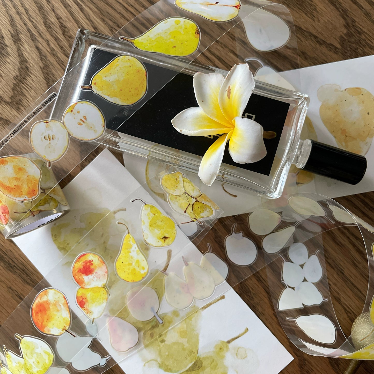 Seahorse Forest Vol7【A43#Big Pear】Original Design Pre-Cut Floral Washi/PET Tape Stickers,for Scrapbook Supplies,Journaling,Junk Journal,Bullet Journal,Planner Stickers