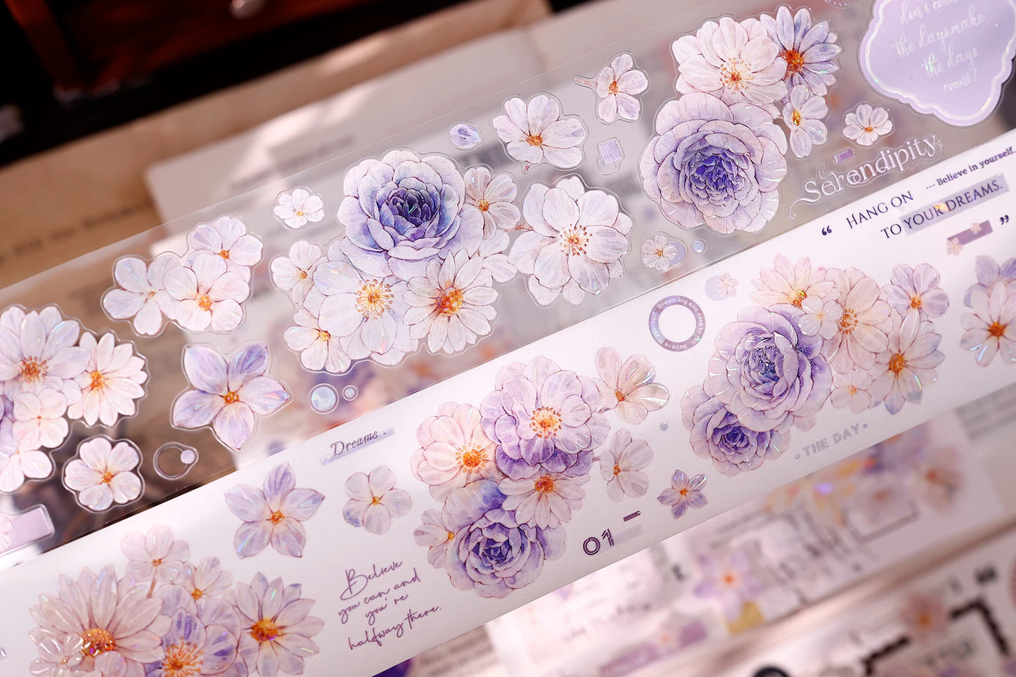 XiaoBaiJia【Shallow Smoke Blooming Flowers】Orginal Design Floral Washi Pet Tape Light Retro Landscaping Stickers