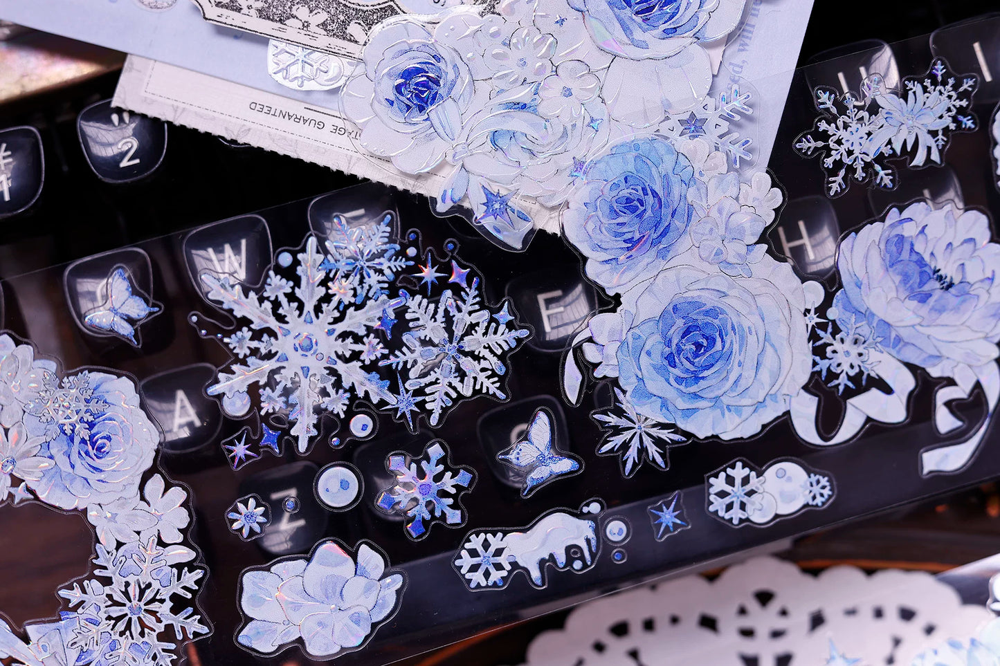 XiaoBaiJia Salt Series【Yingxue Blue】Orginal Design Kiss-cut Washi/Pet Tape Light Retro Fresh Snowflakes Stickers
