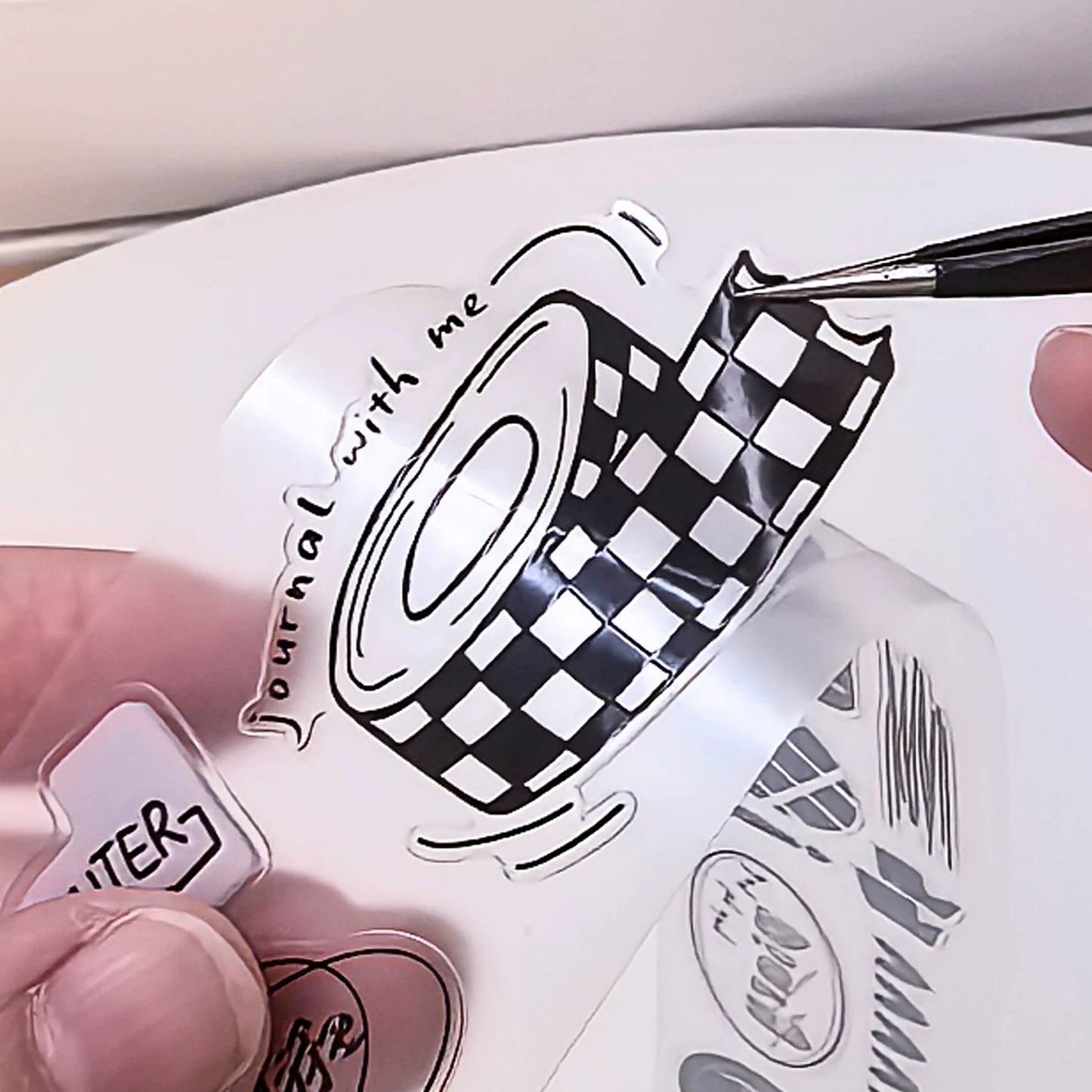 Wait Studio【Grayscale Diary】 Pre-cut Light Retro Black and White Text Washi/PET Tape