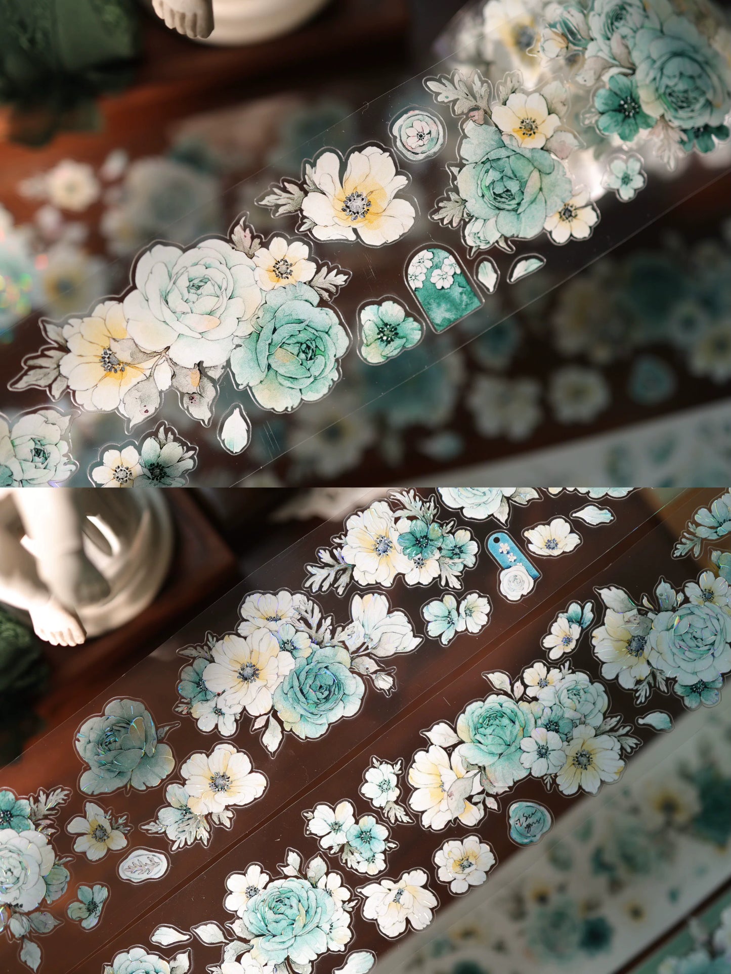 YiEr Vol17【Blue-Violet Flower】Kiss-cut Floral Washi Tape and PET Stickers
