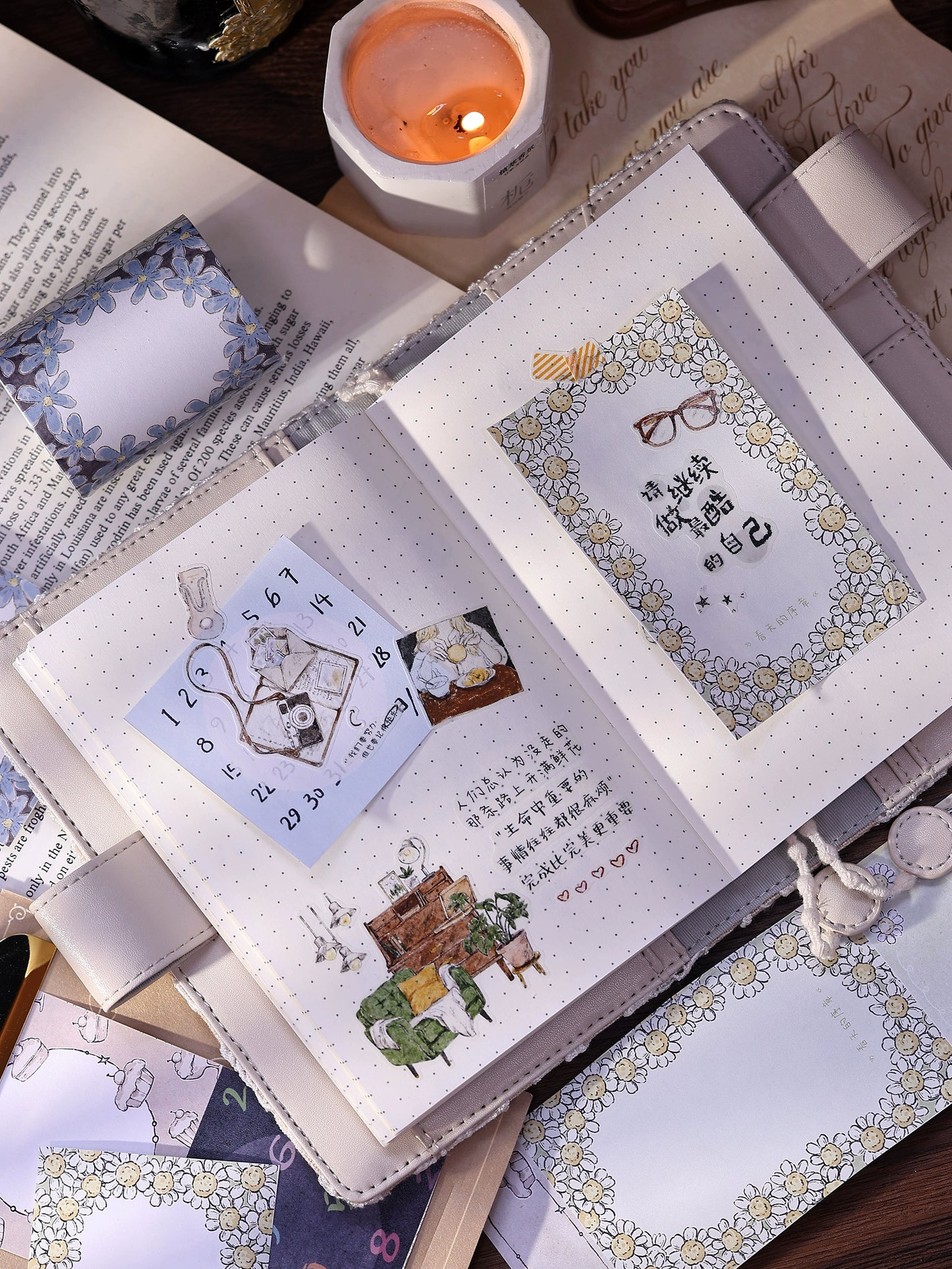 XiaoBaiJia Minimalist Style【Writing Roll‌】Border Strip Orginal Design Washi Pet Tape Landscape Stickers