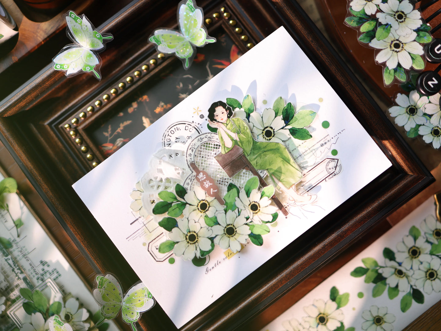 YiEr Vol17【Spring Field Green Letter】Kiss-cut Floral Washi Tape and PET Stickers