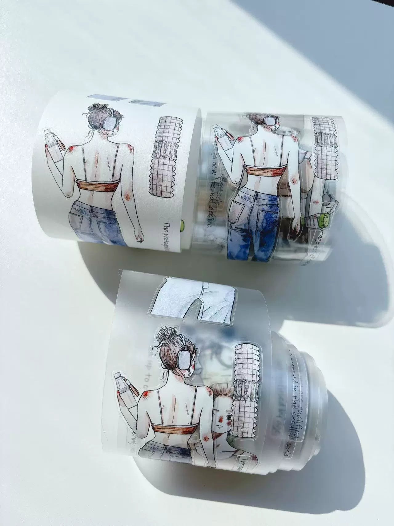 Kaixiaoxun Vol10【She · Power】 Pre-Cut Long Loop Washi/Matte PET Tape for Scrapbook Supplies,Junk Journal Supplies