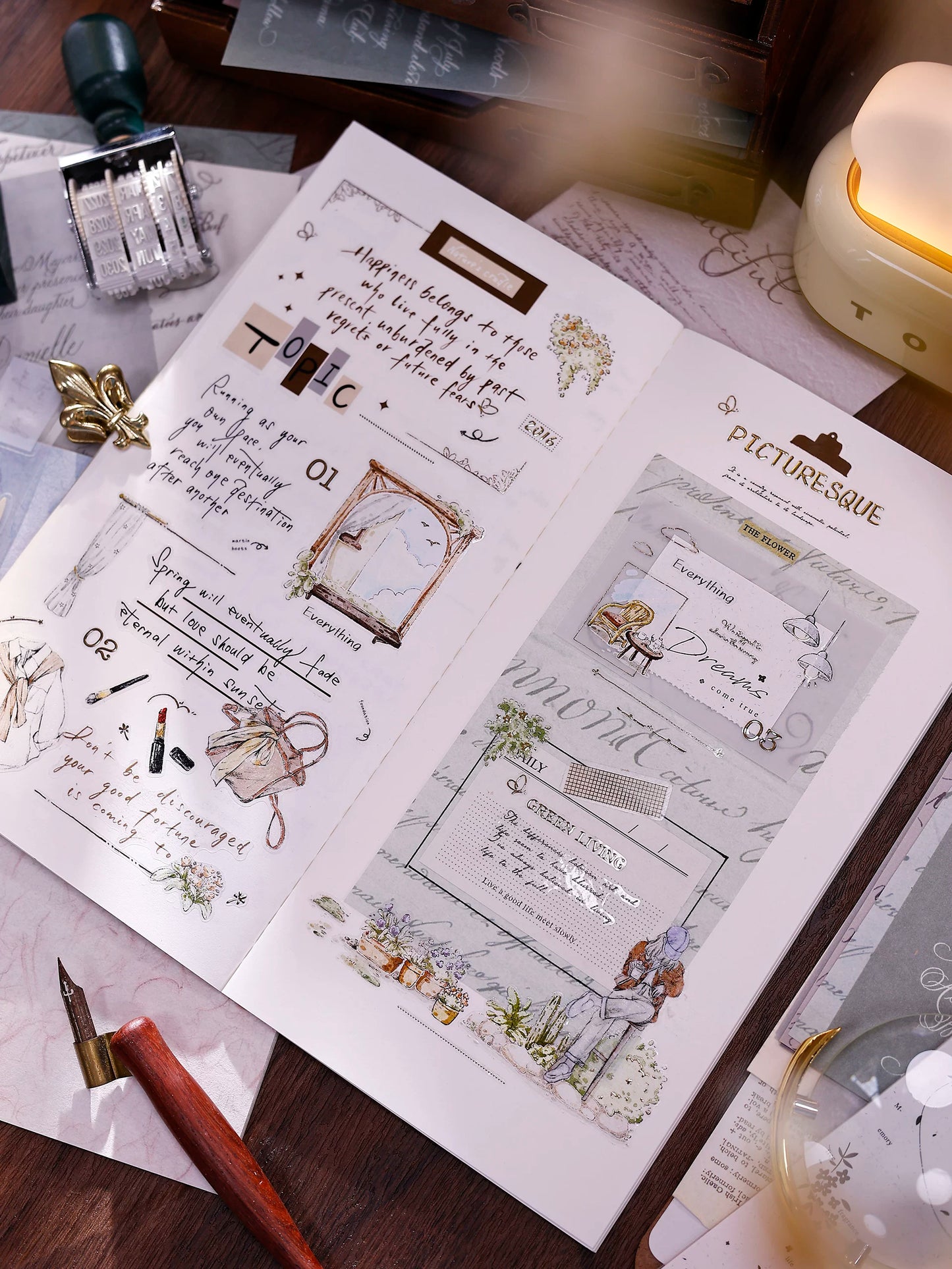 XiaoBaiJia Salt Series【Plain and Delicate】Pre-cut Orginal Design Washi/Pet Tape Light Retro Stickers