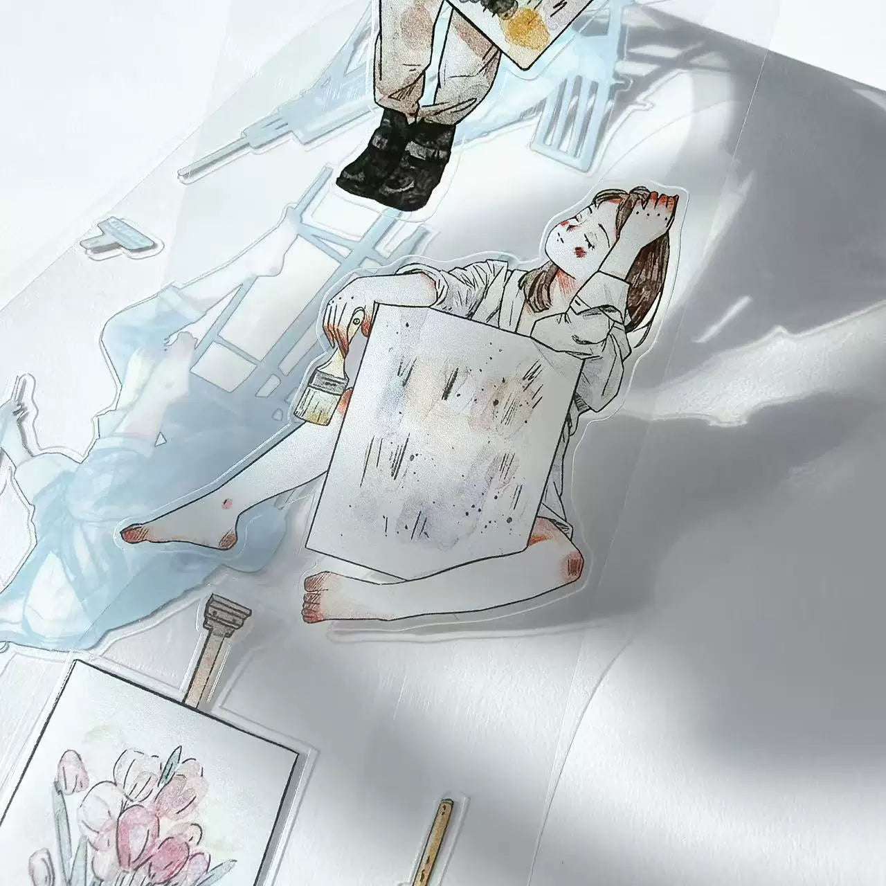 Kaixiaoxun Vol12【The Girl Who Draws】 Pre-Cut Long Loop Washi/Matte PET Tape for Scrapbook Supplies,Junk Journal Supplies