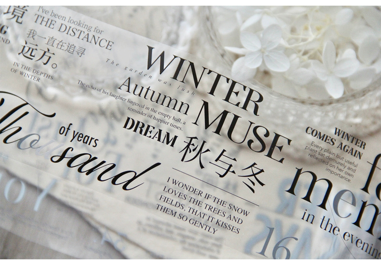 TianCheng-Vol5【Autumn and Winter】English Text Washi/PET Tape,for Scrapbook Supplies,Scrapbook Tape Stickers,Junk Journal Supplies