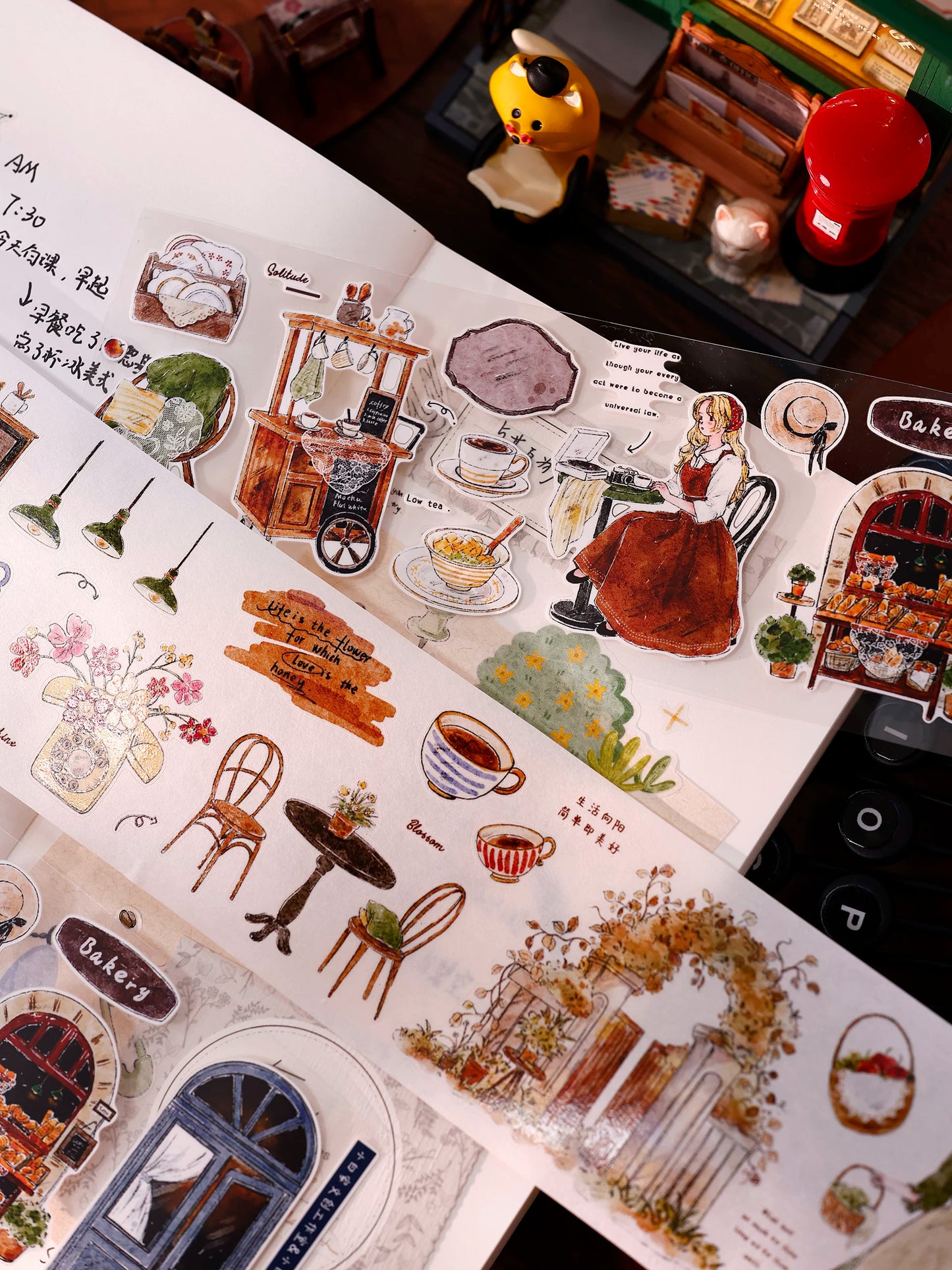 XiaoBaiJia Salt Series【Warm Light and Leisurely Delights】Pre-cut Orginal Design Vintage Scene Washi/Pet Tape Light Retro Stickers