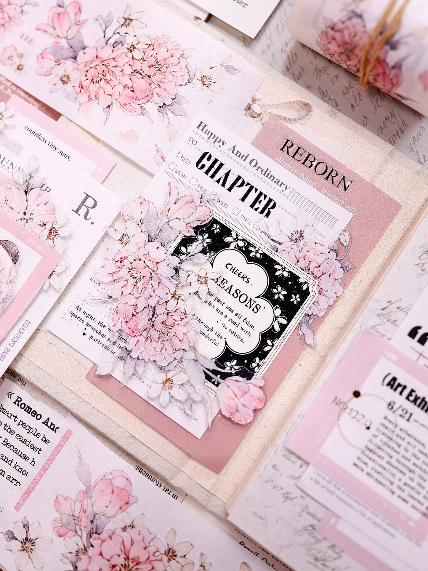 XiaoBaiJia Salt Series【Powdered Floss】Pre-cut Orginal Design Washi/Pet Tape Light Retro Stickers