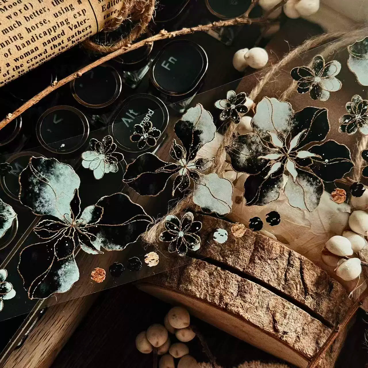 Linlanxi Vol13【Dark Kite Flowers Gradually】Original Design Retro Exquisite Vintage Decorative Washi/Pet Tape