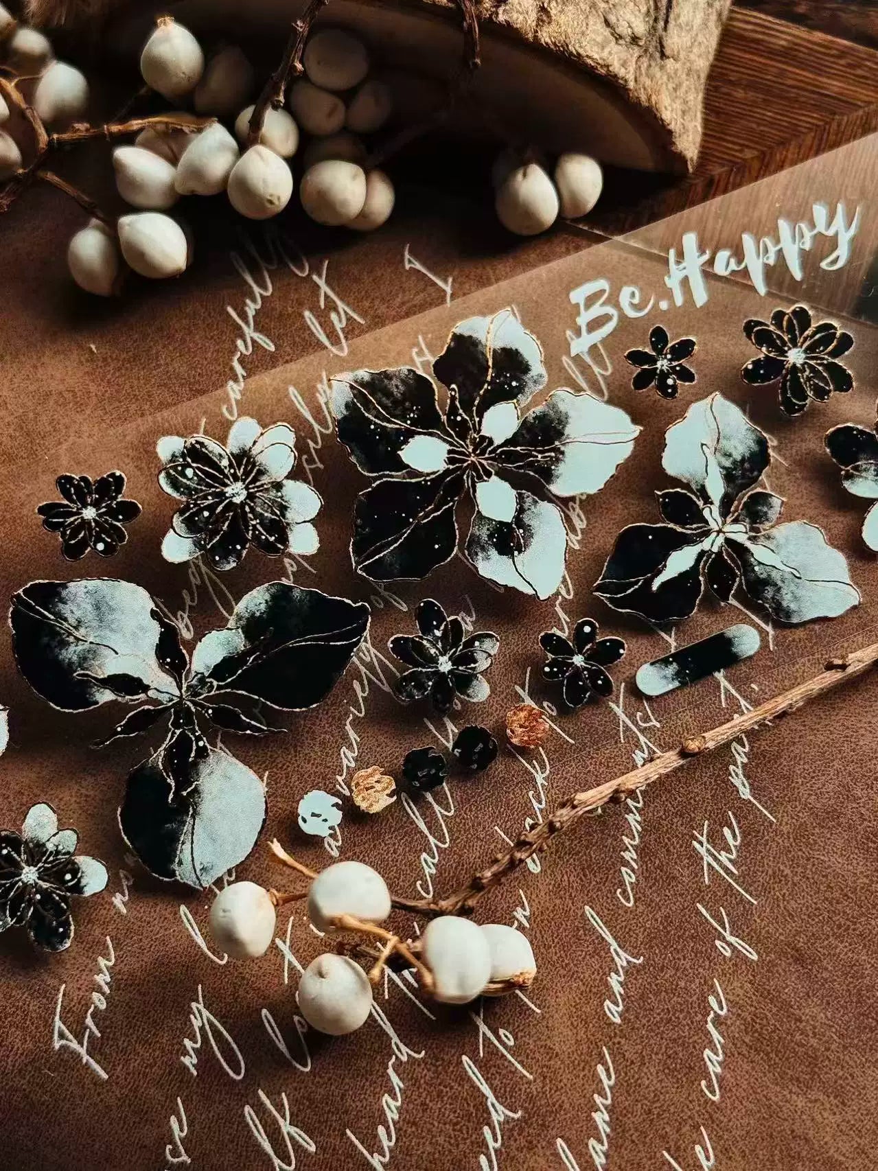 Linlanxi Vol13【Dark Kite Flowers Gradually】Original Design Retro Exquisite Vintage Decorative Washi/Pet Tape