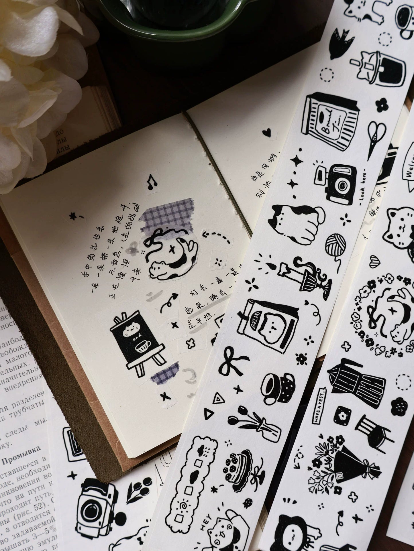 YiEr Minimalist Style Vol4【Cat Cafe Daily】Light Retro Orginal Design Washi Pet Tape Landscape Stickers