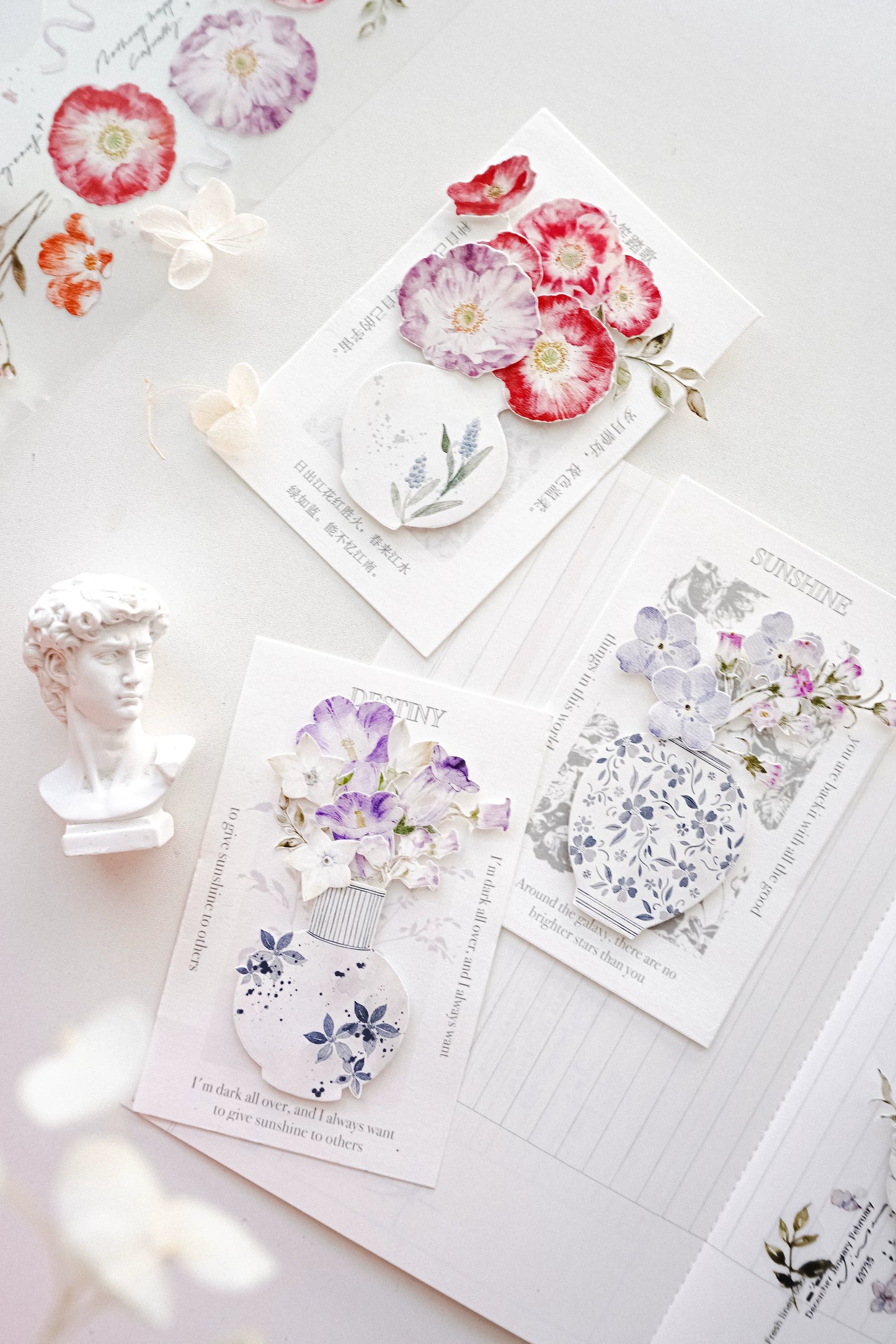 YuanZi Vol7【A Touch of Spring】Orginal Design Washi/Pet Tape Light Retro Flowers Stickers,for Scrapbook Supplies,Scrapbook Tape Stickers,Junk Journal Supplies