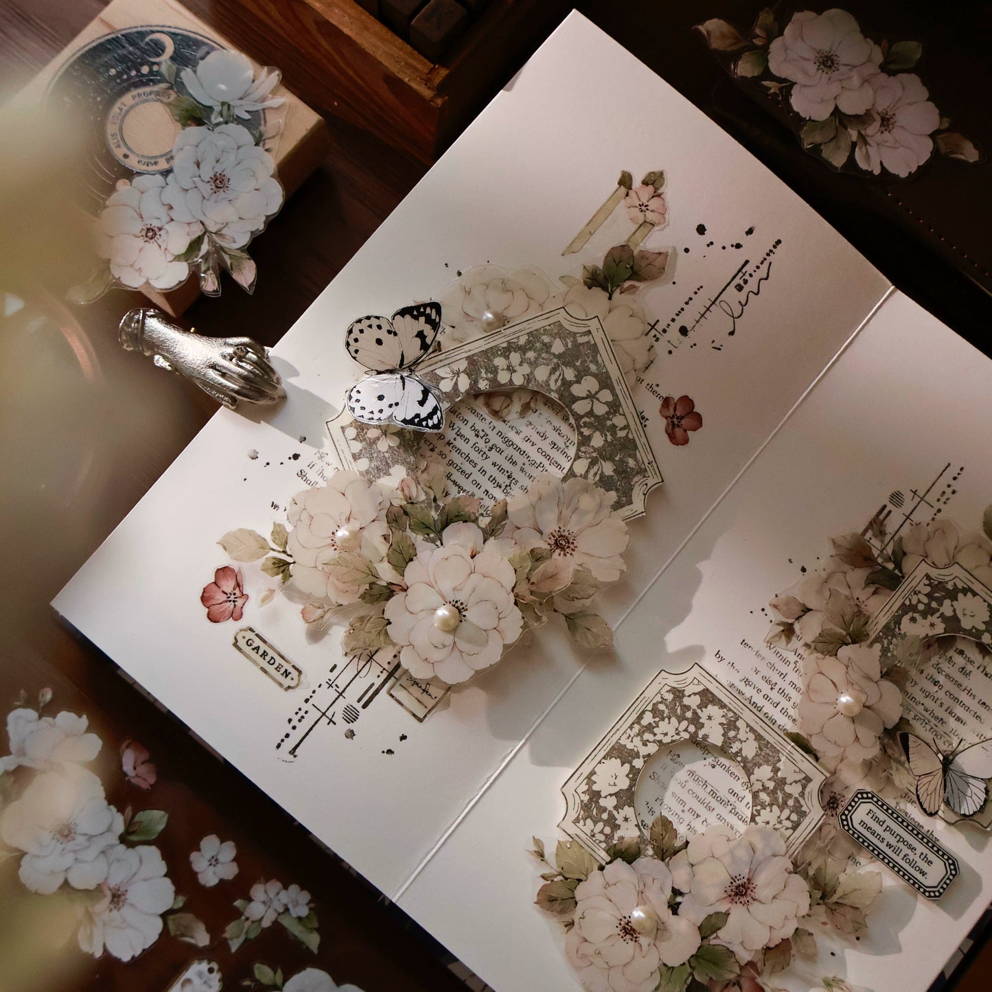 YiEr Vol15【Moonlight Rose】Orginal Design Pre-cut Washi/Pet Floral Tape Light Retro Landscaping Stickers