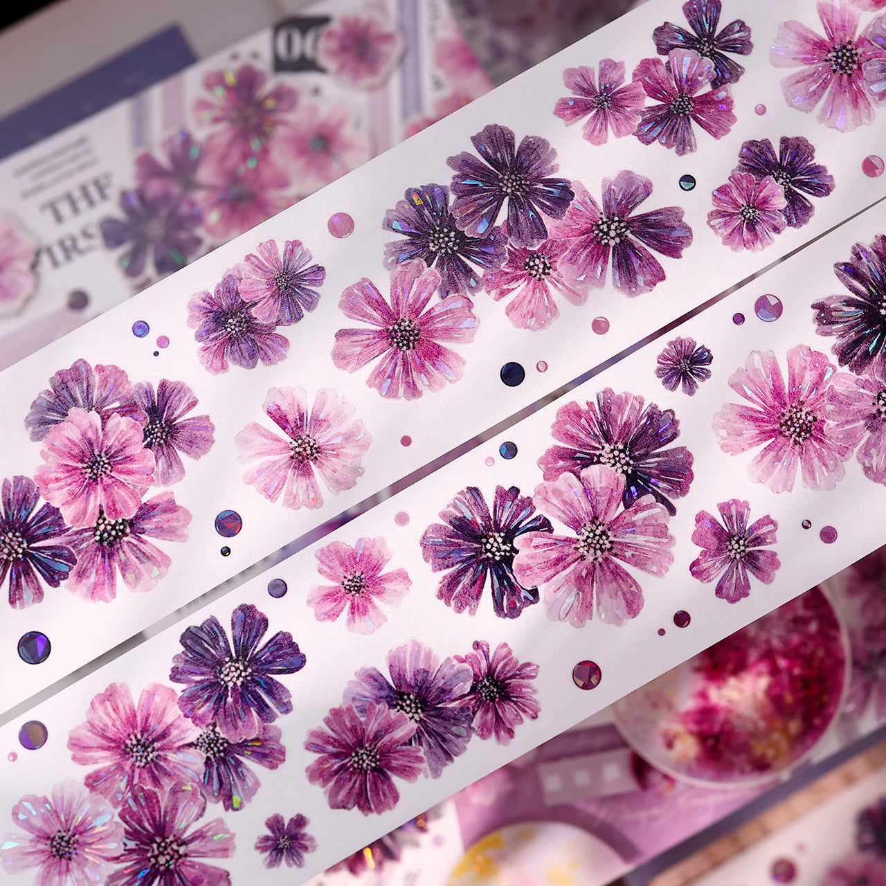 XiaoBaiJia【Smoke Light Condensation Purple】Orginal Design Washi Pet Floral Tape Light Retro Landscaping Stickers