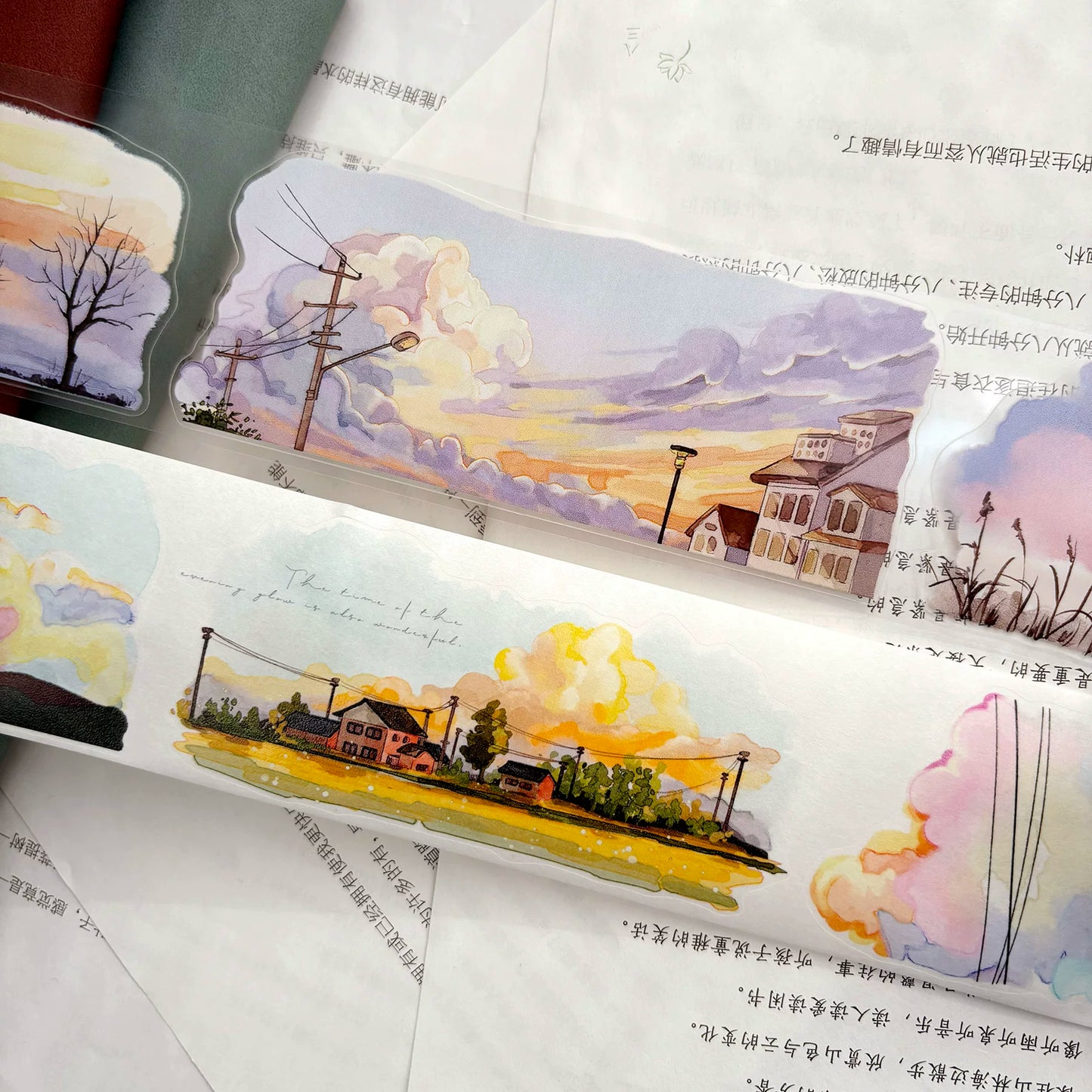 ZiYuanSu【Sunset Glow】Background Sunset Scene Pre-cut Washi/PET Tape