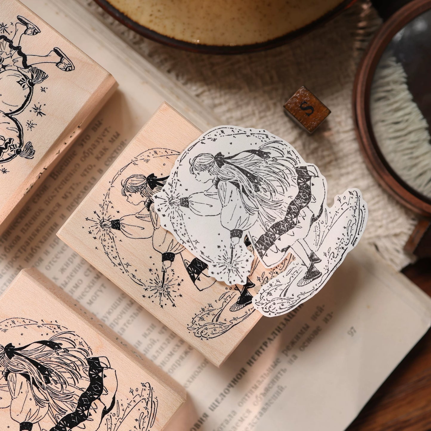 YiEr Vol17【Magical Girl】Imported Maple Red Rubber and Maple Wood Stamp