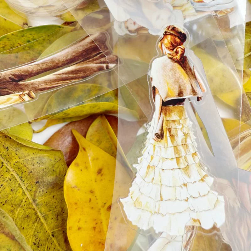 ZaoZao Vol3【Gardenia】Original Design Kiss-Cut Washi PET Tape Stickers,for Scrapbook Supplies,Journaling,Junk Journal,Bullet Journal,Planner Stickers