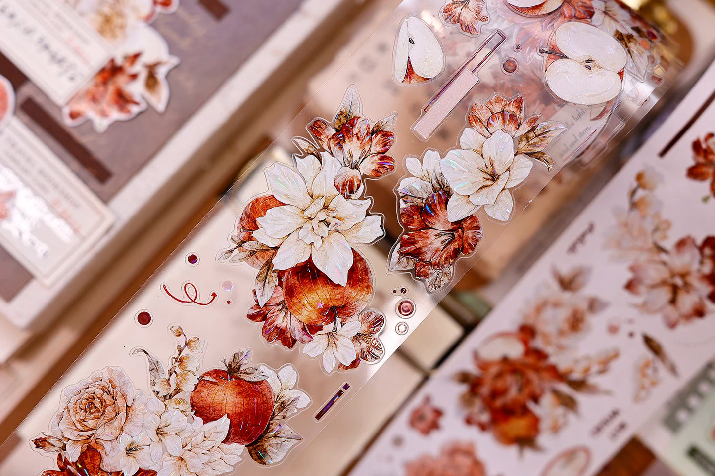 XiaoBaiJia【Sweet Dream Blossoms】Orginal Design Kiss-cut Washi/Pet Floral Tape Light Retro Landscaping Stickers