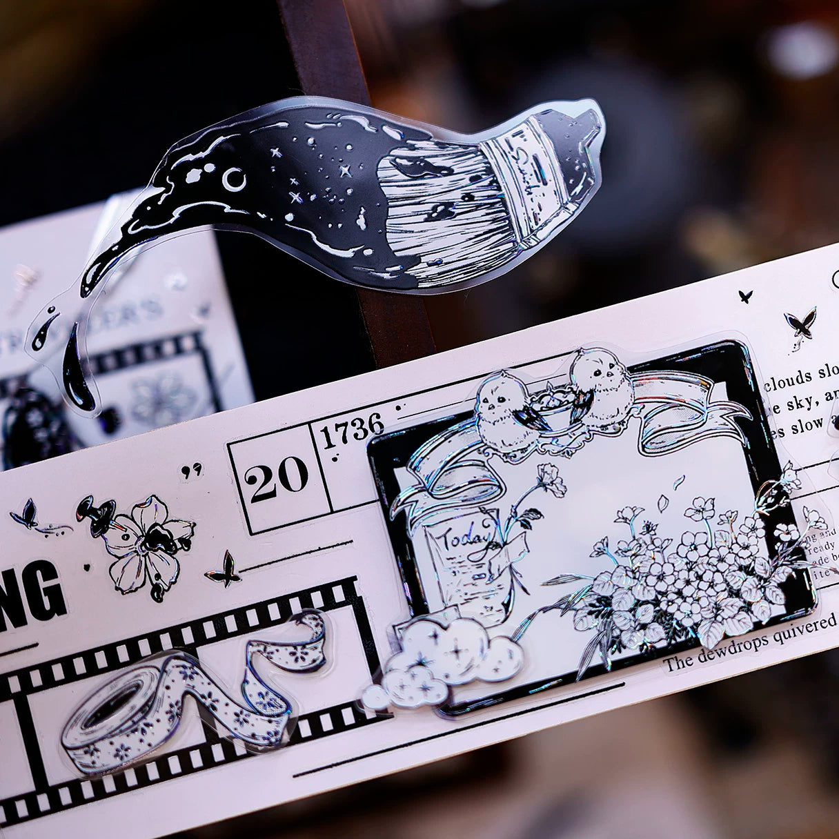 XiaoBaiJia Salt Series【Black and White Art World】Pre-cut Orginal Design Washi/Pet Tape Light Retro Stickers