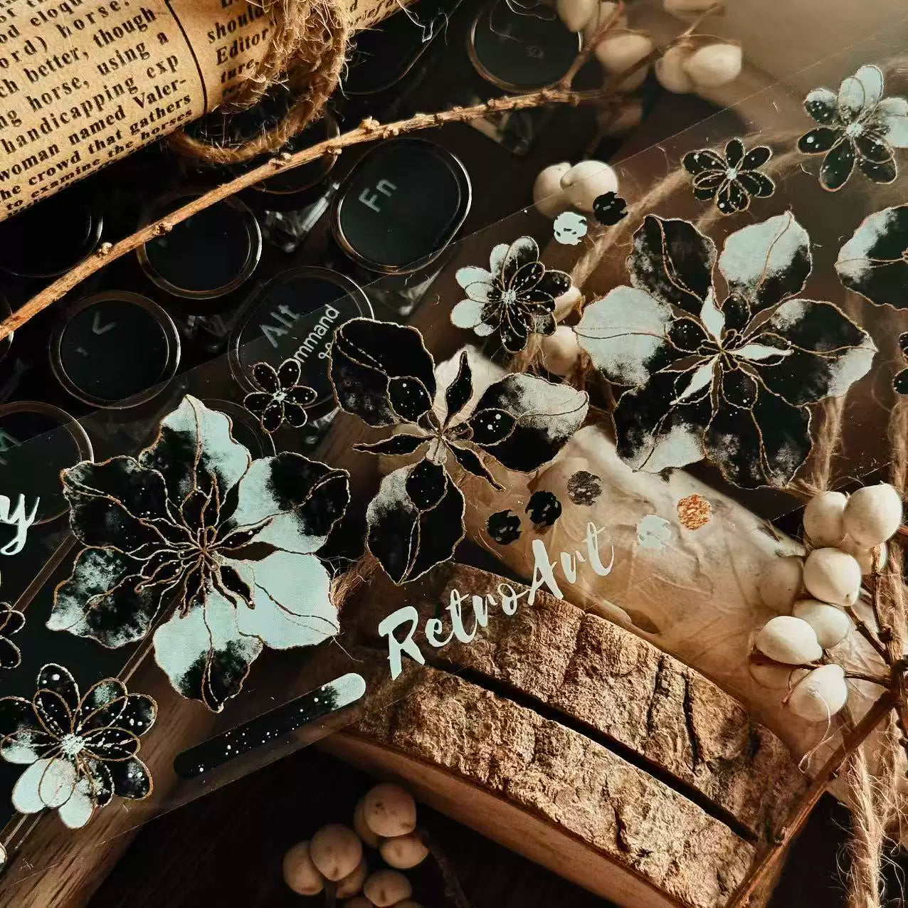 Linlanxi Vol13【Dark Kite Flowers Gradually】Original Design Retro Exquisite Vintage Decorative Washi/Pet Tape