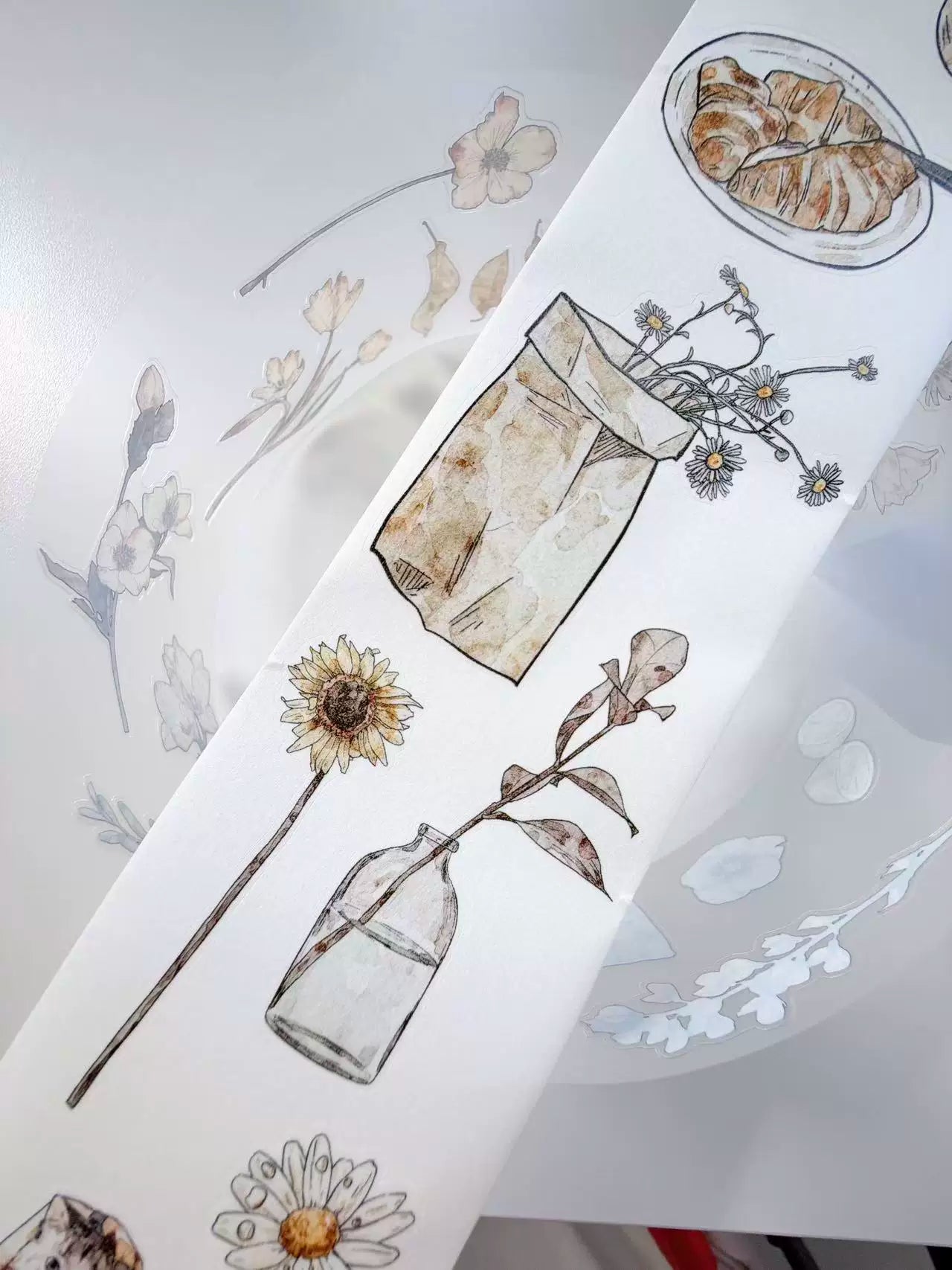 Kaixiaoxun Vol12【Trifles Diary】 Pre-Cut Long Loop Washi/Matte PET Tape for Scrapbook Supplies,Junk Journal Supplies