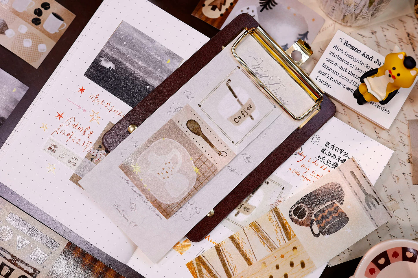 XiaoBaiJia Salt Series【Caffeine-Related Code Words】Pre-cut Orginal Design Vintage Coffee Washi/Pet Tape Light Retro Stickers