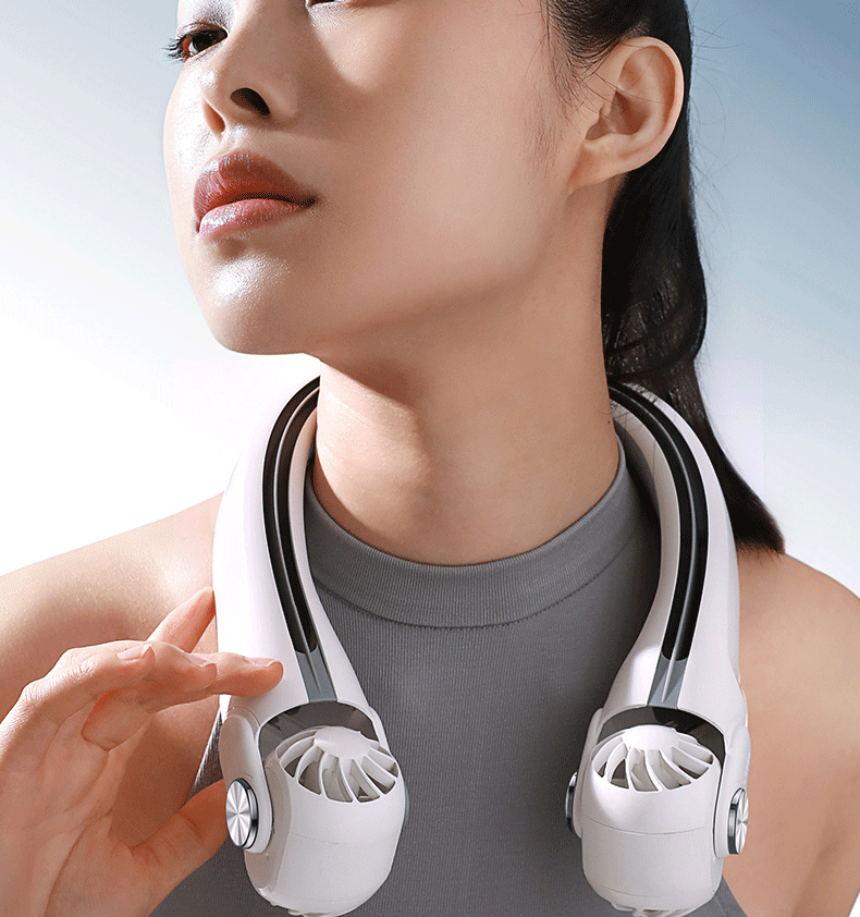 ‌Wear the Chill! 2400mAh AR Turbine Bladeless Neck Fan — Negative Pressure Cooling, Real Cold Wind, Hands-Free