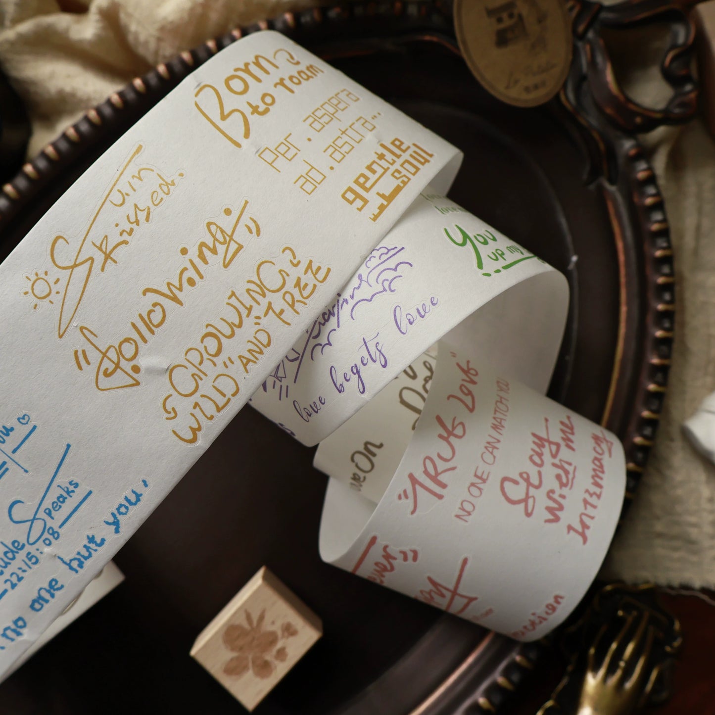 YiEr【Light Retro Text】Background Text Pre-cut Washi/PET Tape,for Scrapbook Supplies,Scrapbook Tape Stickers,Junk Journal Supplies