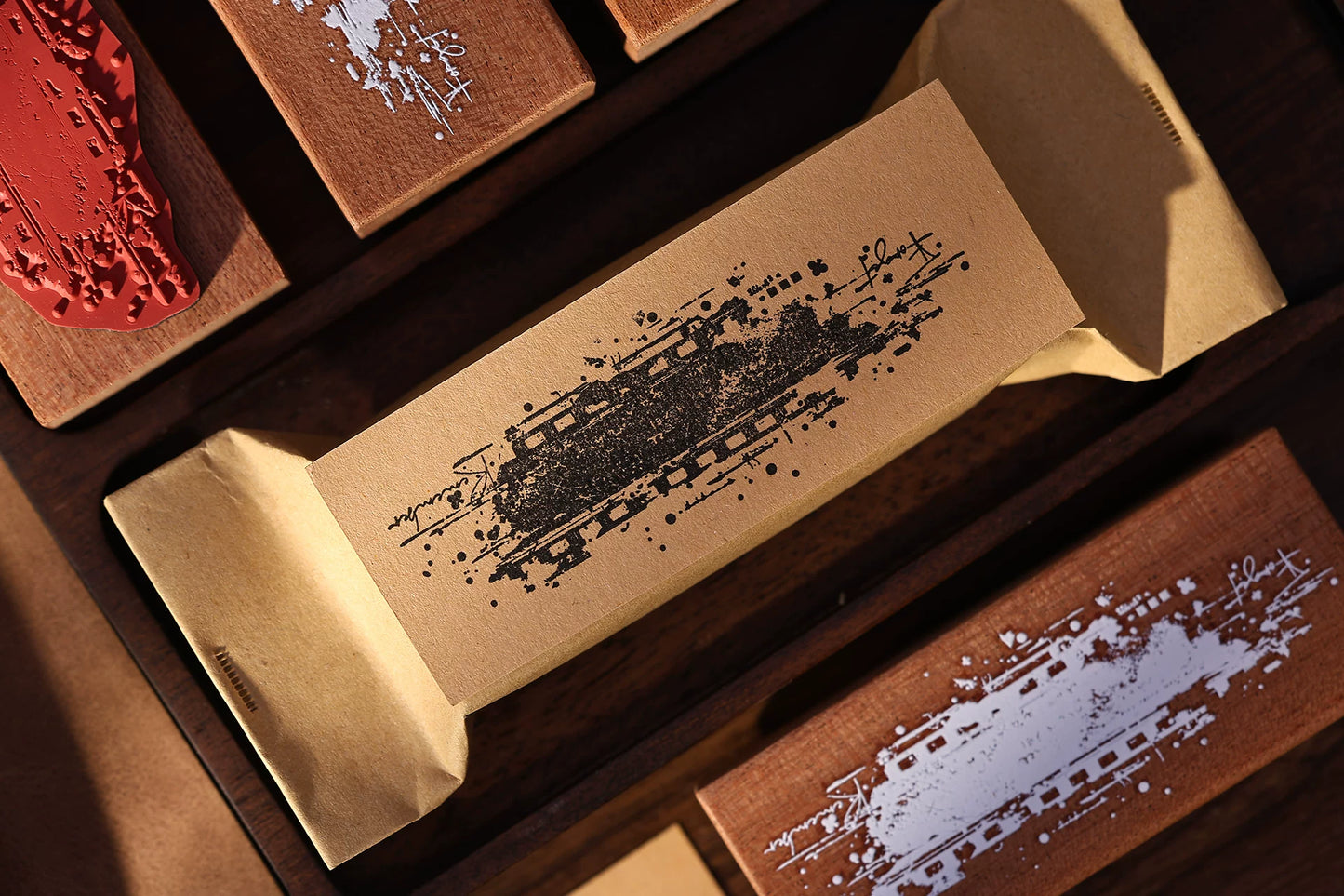 XiaoBaiJia【Basic Salt Backgroud Stamp】Imported Shabili Red Rubber and Maple Wood Stamp