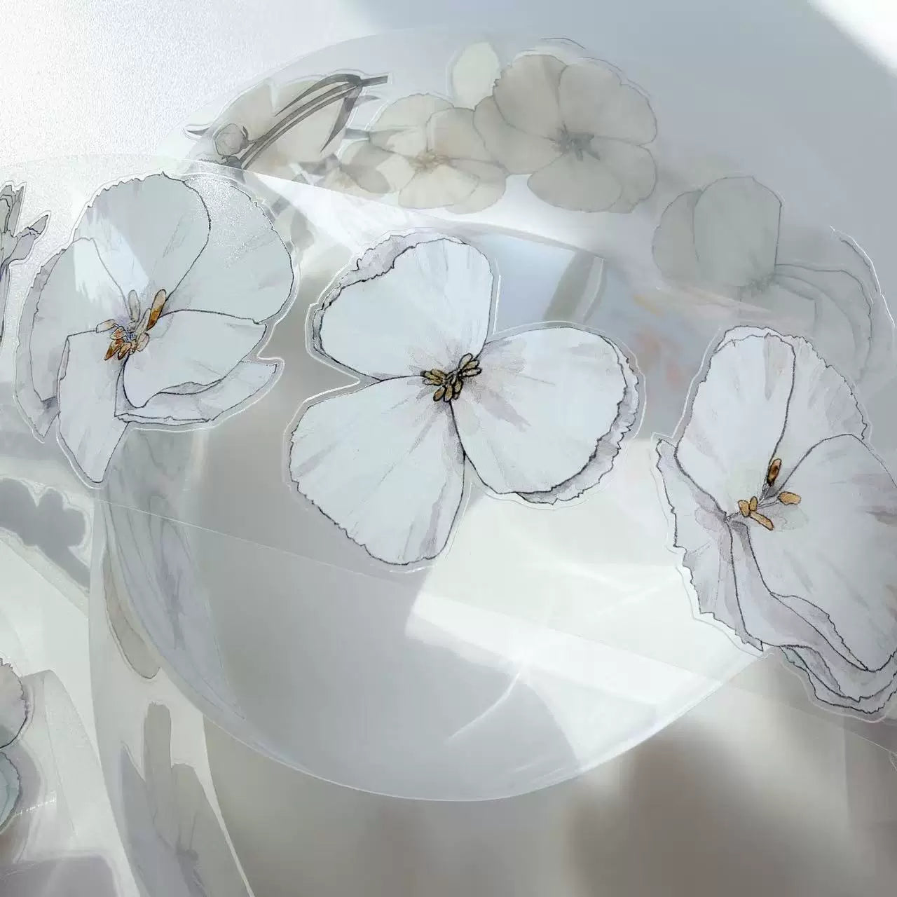 Kaixiaoxun Vol12【Plain White】 Pre-Cut Long Loop Washi/Matte PET Tape for Scrapbook Supplies,Junk Journal Supplies