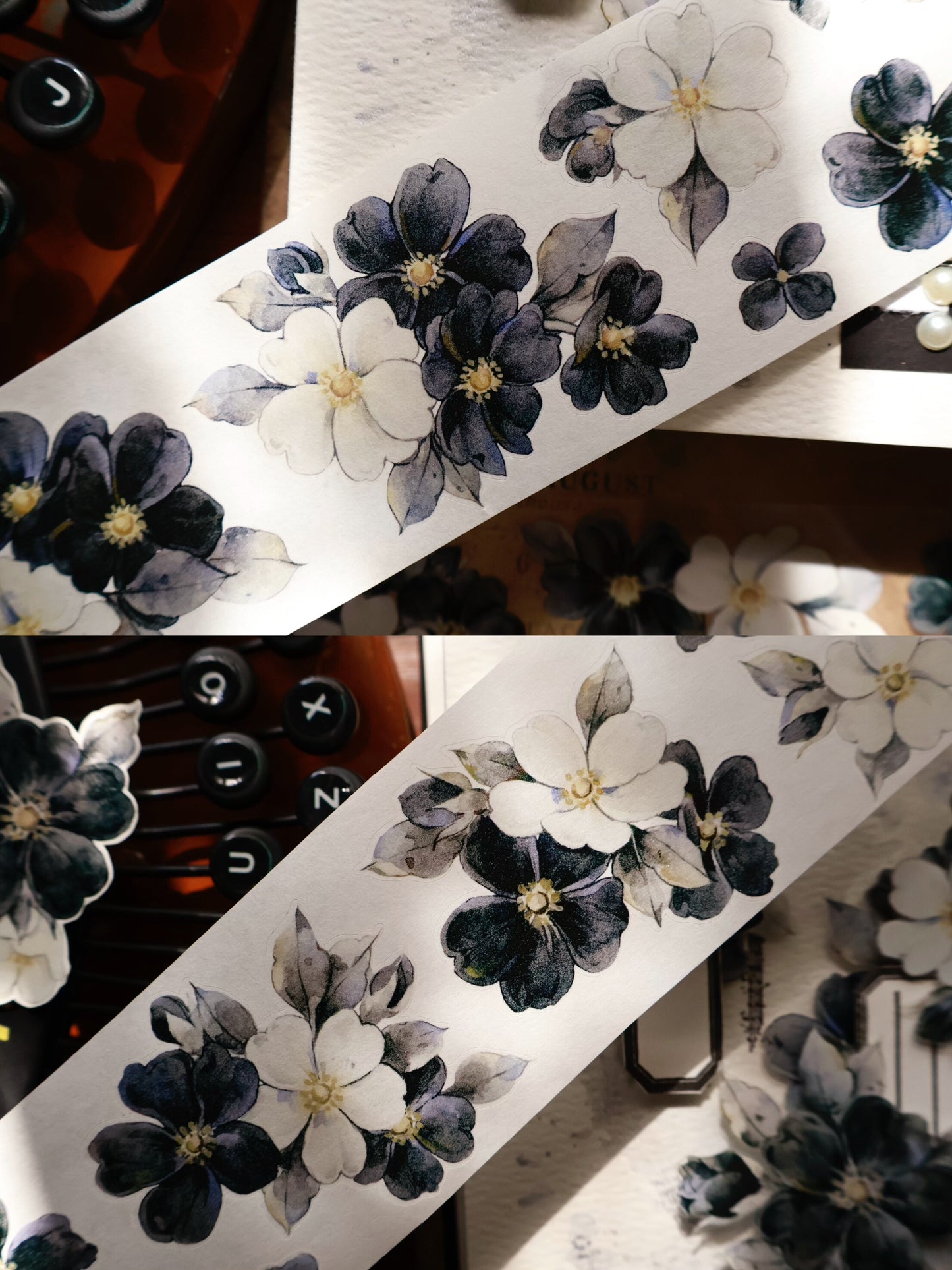 YiEr Vol15【Black and White Narrative Language】Orginal Design Pre-cut Washi/Pet Floral Tape Light Retro Landscaping Stickers