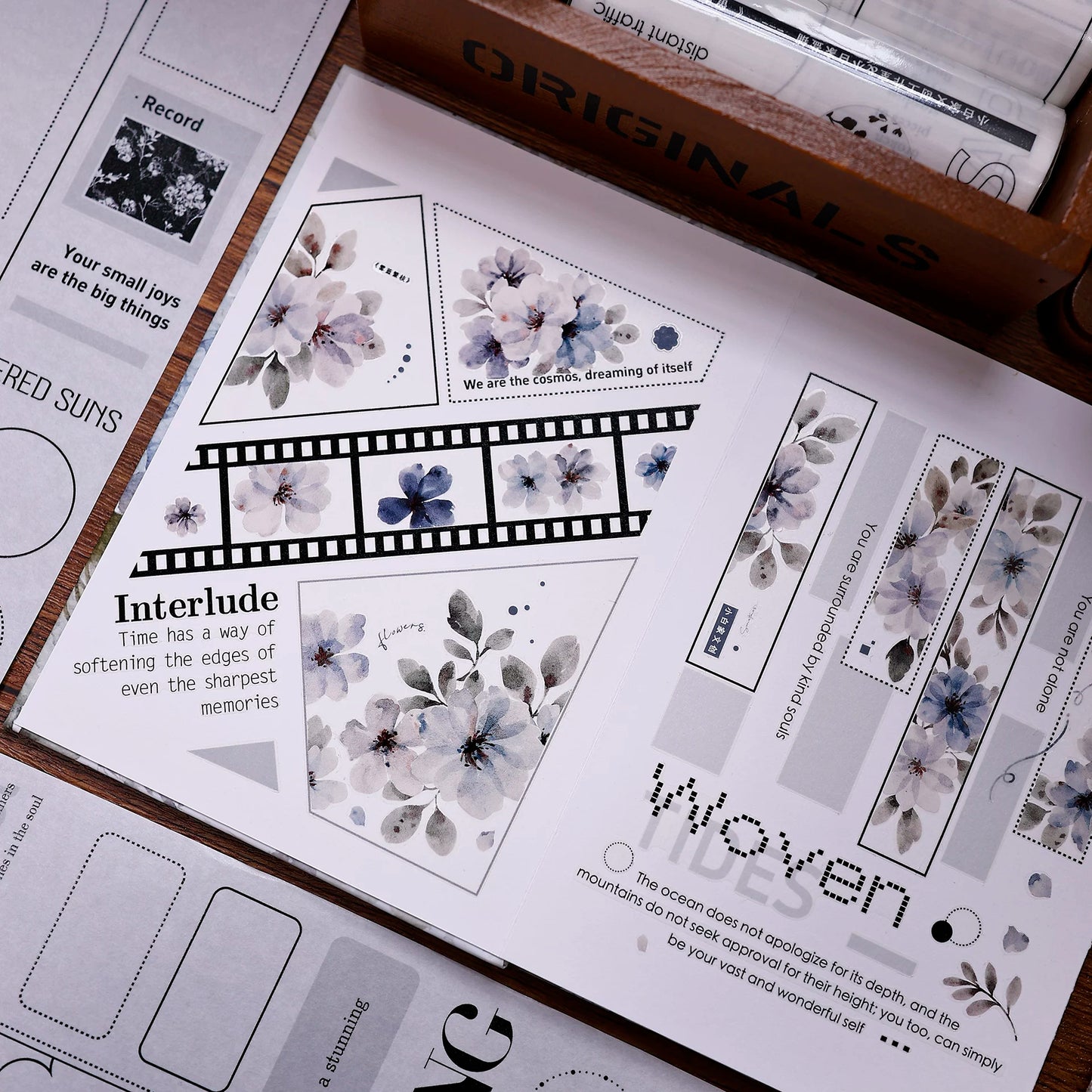 XiaoBaiJia Salt Series【Blank Line Frame】Pre-cut Orginal Design Washi/Pet Tape Light Retro Stickers