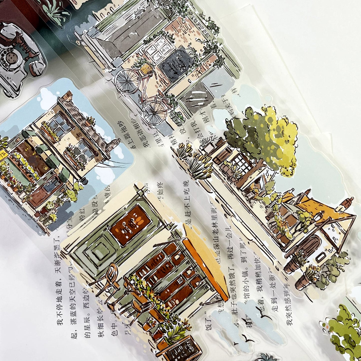 ZiYuanSu【Street View】Background Scene Pre-cut Washi/PET Tape