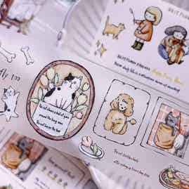 XiaoBaiJia Salt Series【Friend's Diary】Orginal Design Washi/Pet Dog and Cat Tape Light Retro Landscaping Stickers