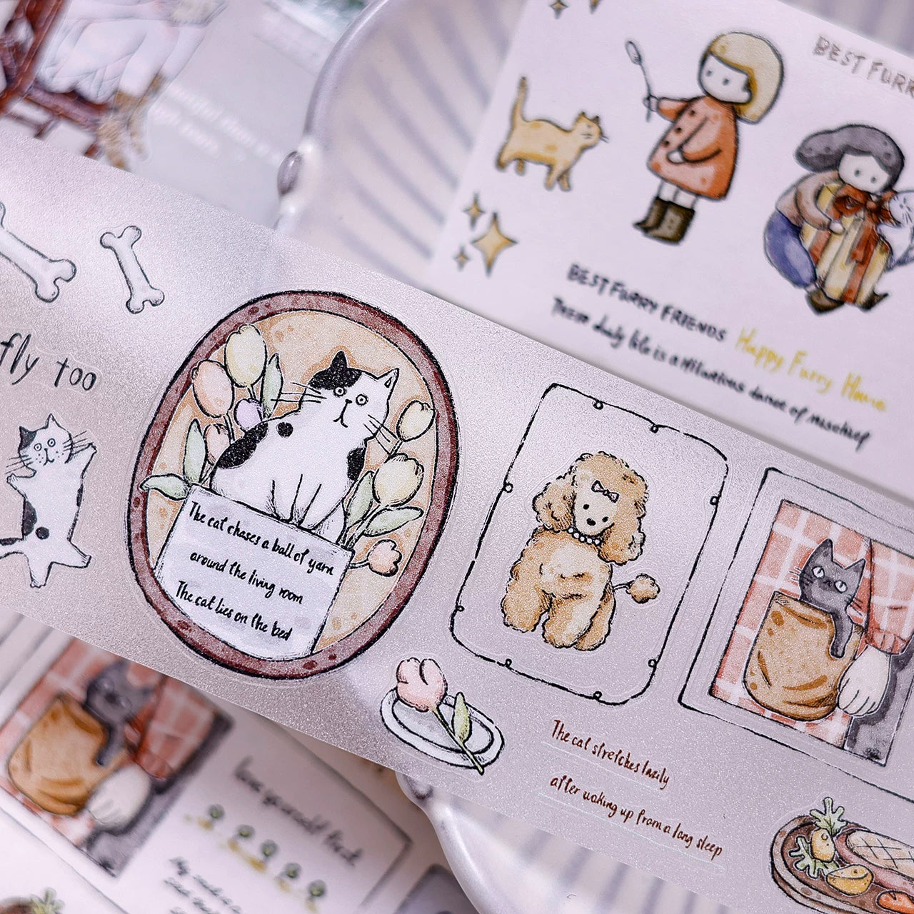 XiaoBaiJia Salt Series【Friend's Diary】Orginal Design Washi/Pet Dog and Cat Tape Light Retro Landscaping Stickers