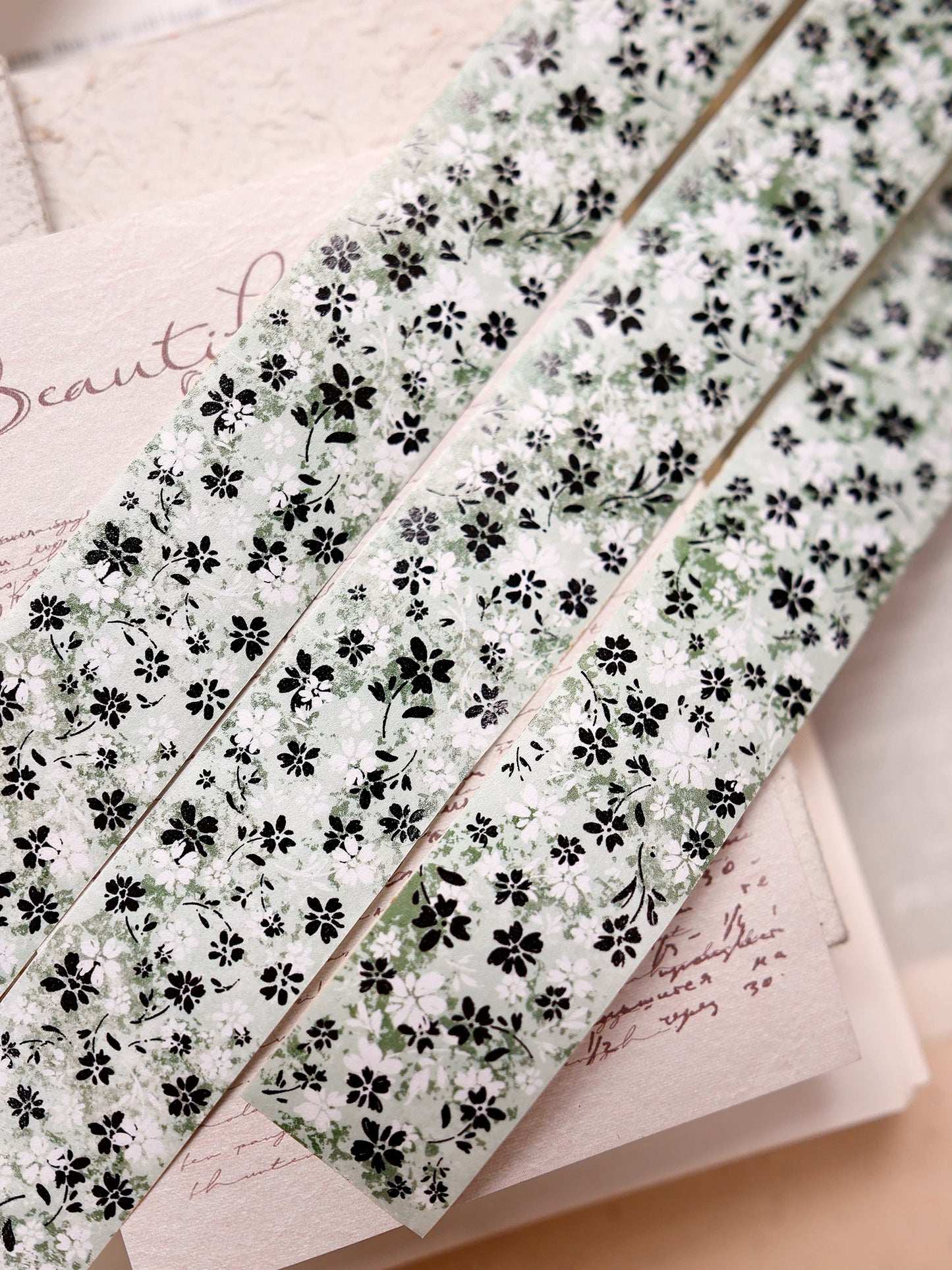 XiaoBaiJia Salt Series【Green Mist Flower Message / Brown Tea Flower Shadow】Pre-cut Orginal Design Washi/Pet Tape Light Retro Stickers