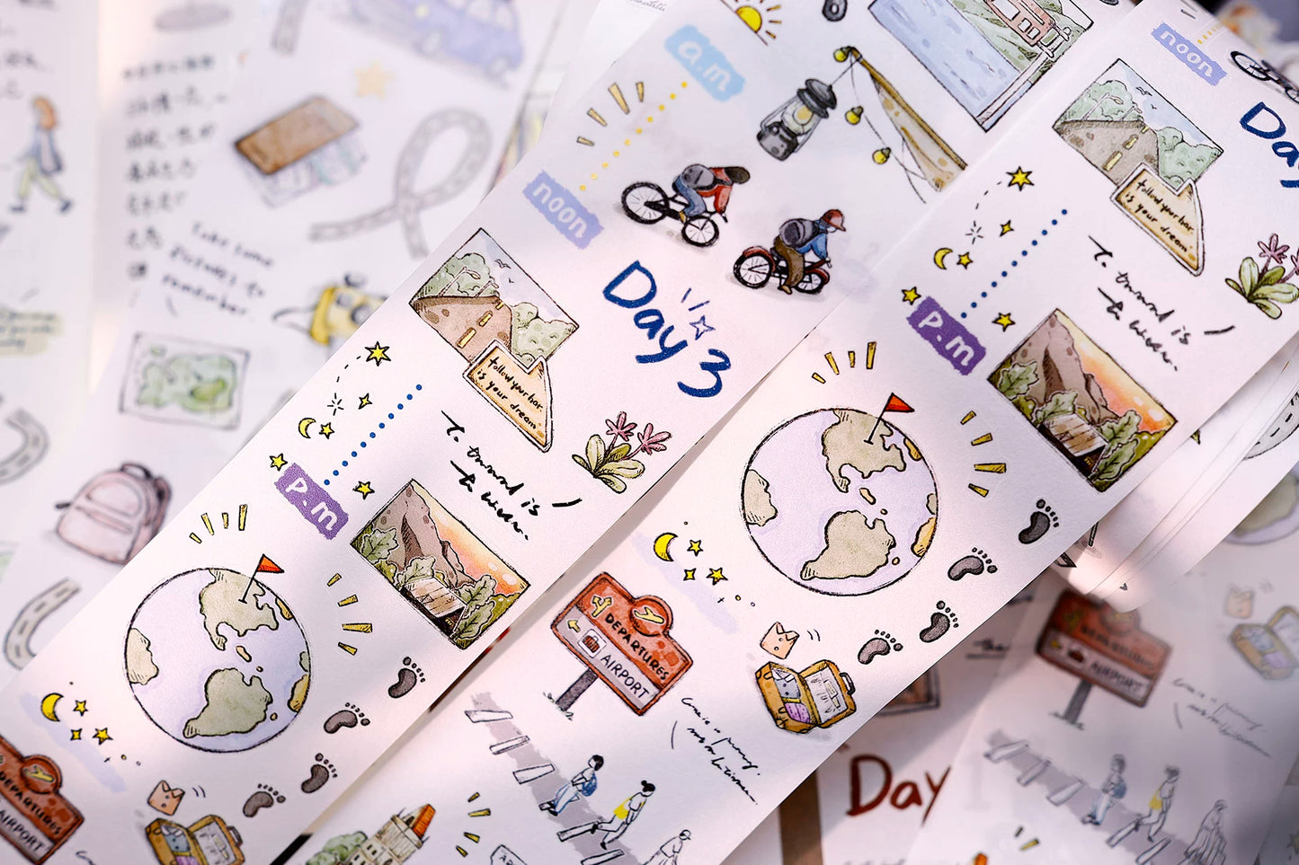 XiaoBaiJia Salt Series【Journey】Pre-cut Orginal Design Travel Scenery Text Washi/Pet Tape Light Retro Stickers