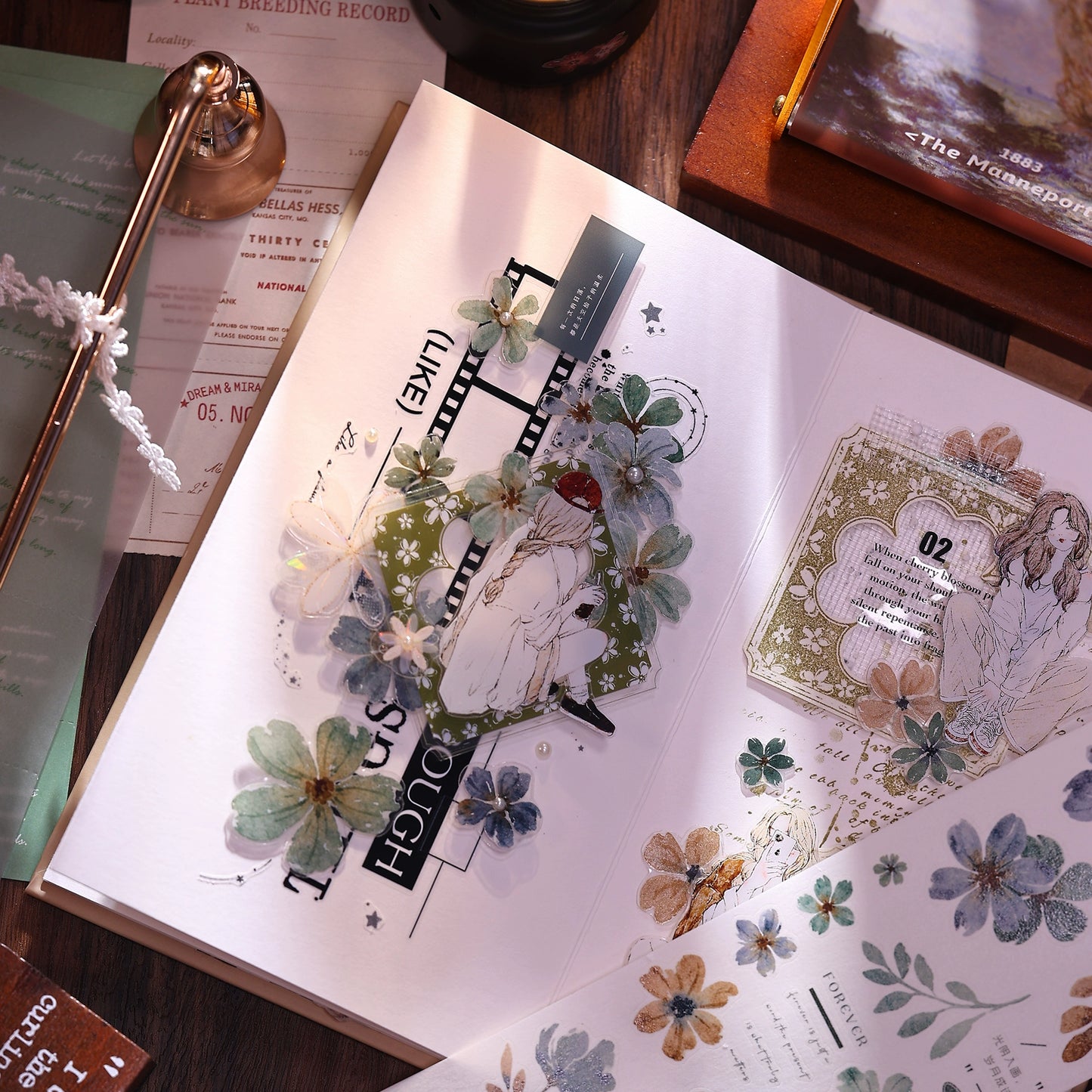 XiaoBaiJia【Green Book】Light Retro Orginal Design Washi Pet Tape Landscape Stickers