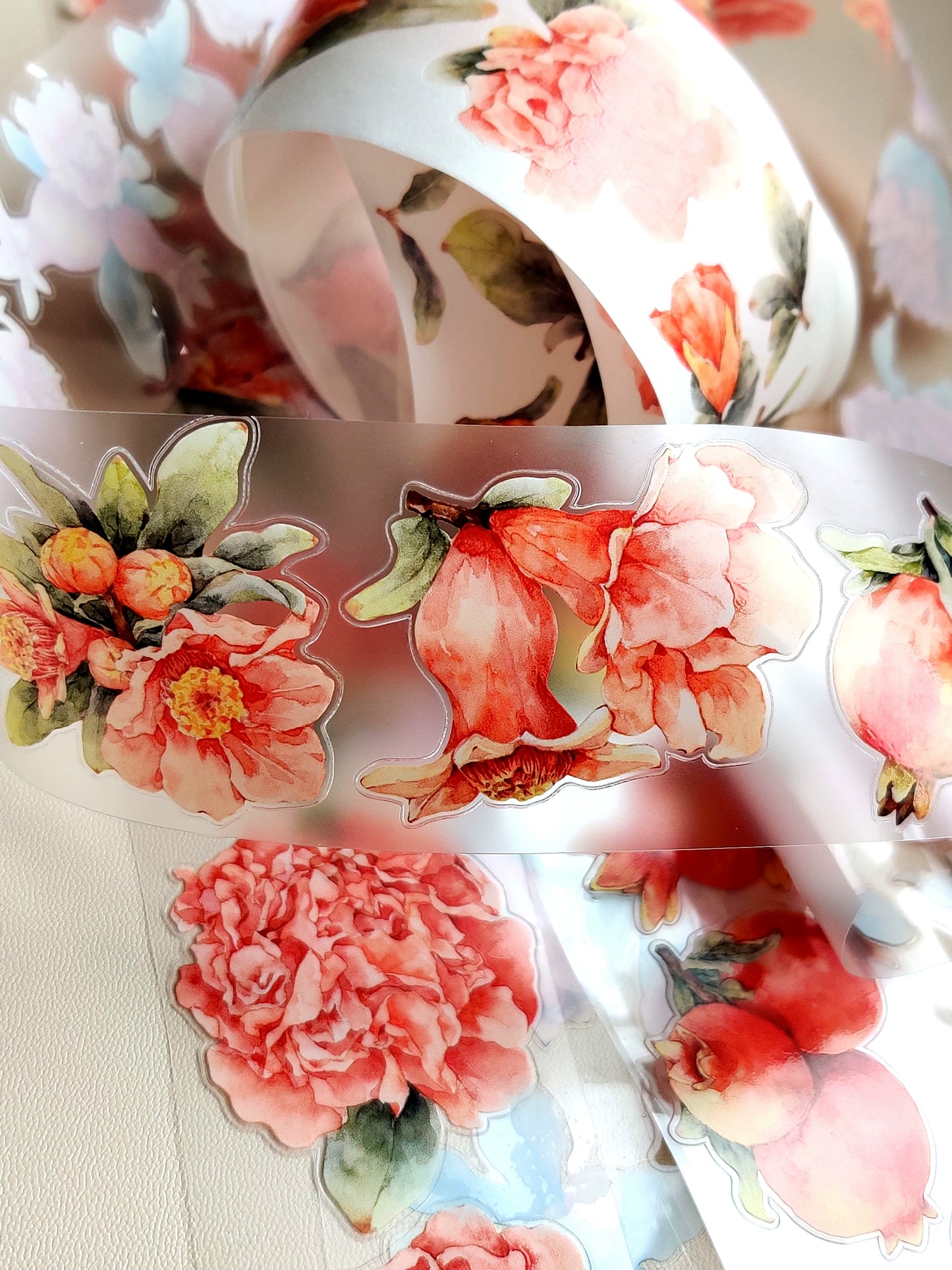Xiangxiang Vol5 【Pomegranate Flower】Light Retro Character Scenery Orginal Design Washi Pet Tape Landscaping Stickers
