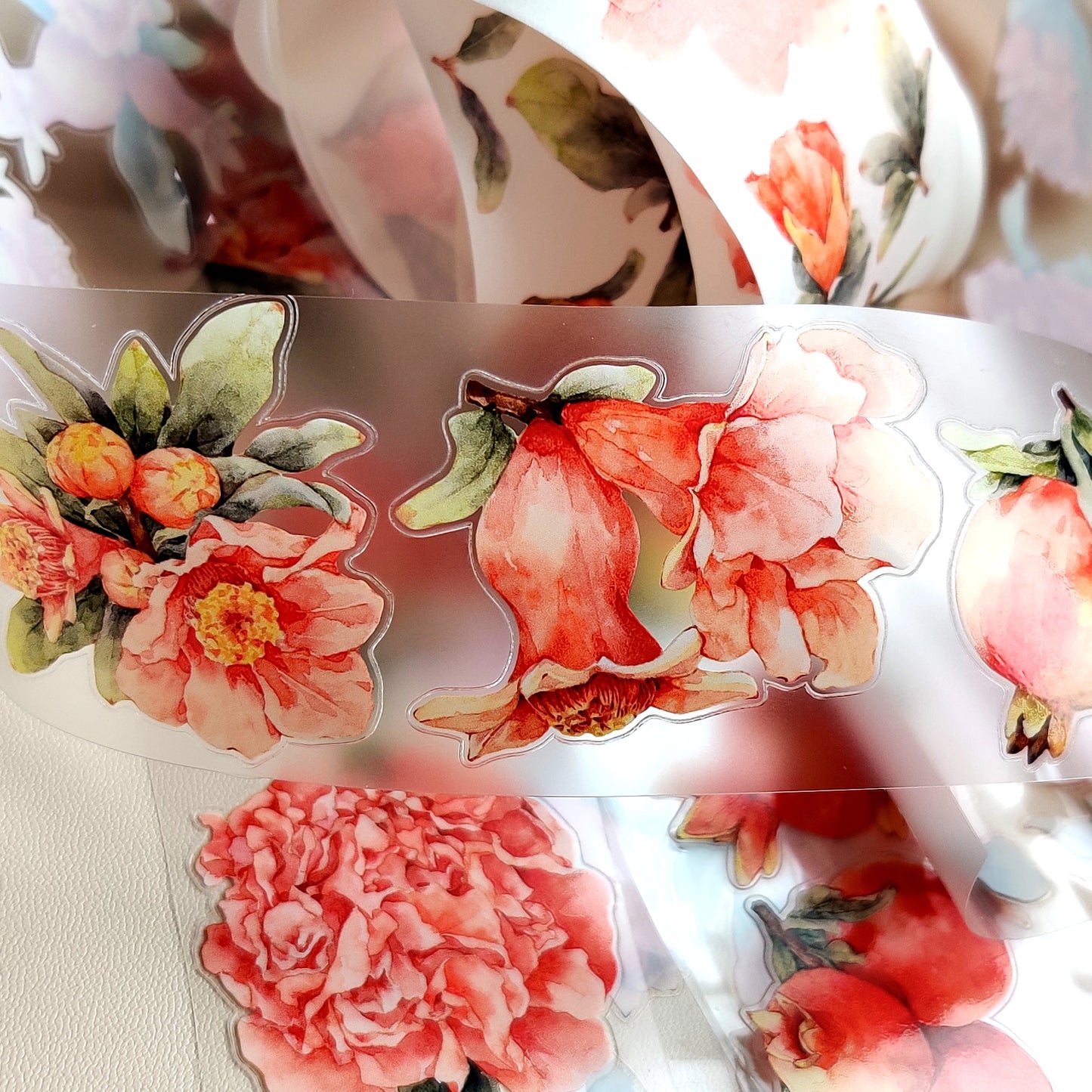 Xiangxiang Vol5 【Pomegranate Flower】Light Retro Character Scenery Orginal Design Washi Pet Tape Landscaping Stickers
