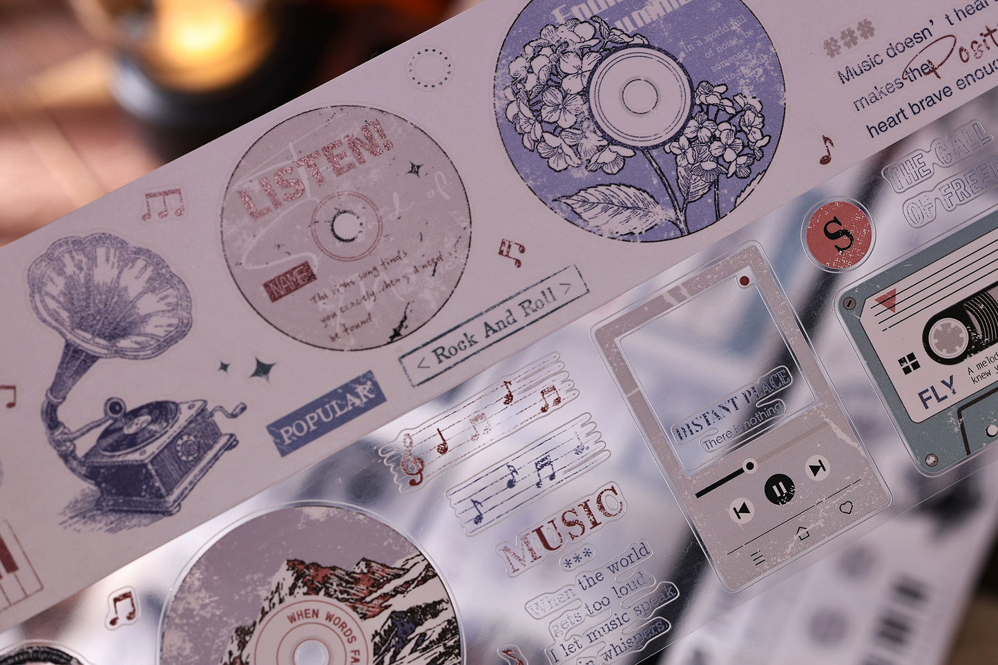 XiaoBaiJia【Echo】Light Retro Orginal Design Bordered Records Washi Pet Tape Landscape Stickers