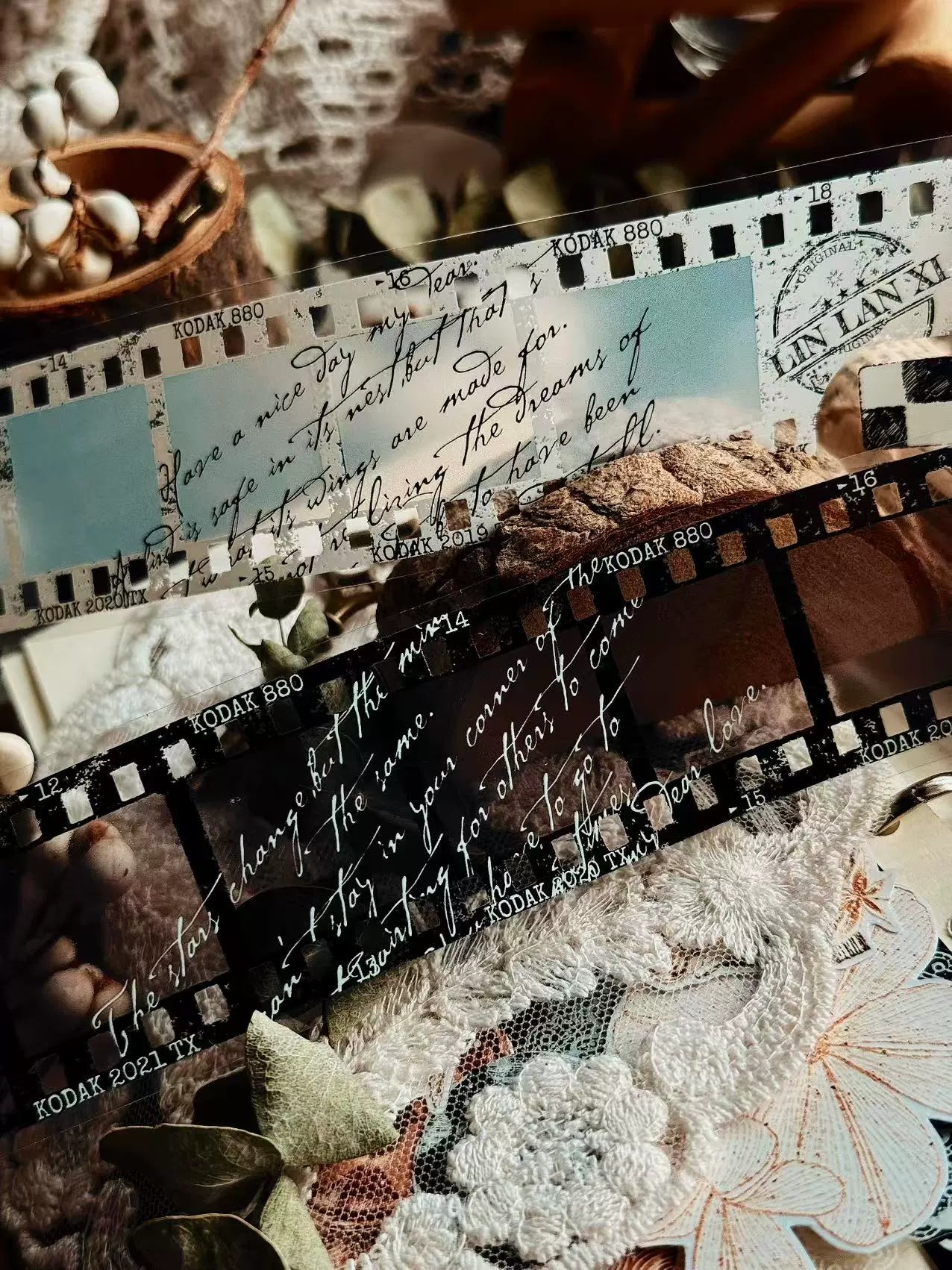 Linlanxi【Memories of Time】Original Washi/Pet Tape New Retro Life Old Film Series Decorative Tape Long Loop Full Roll