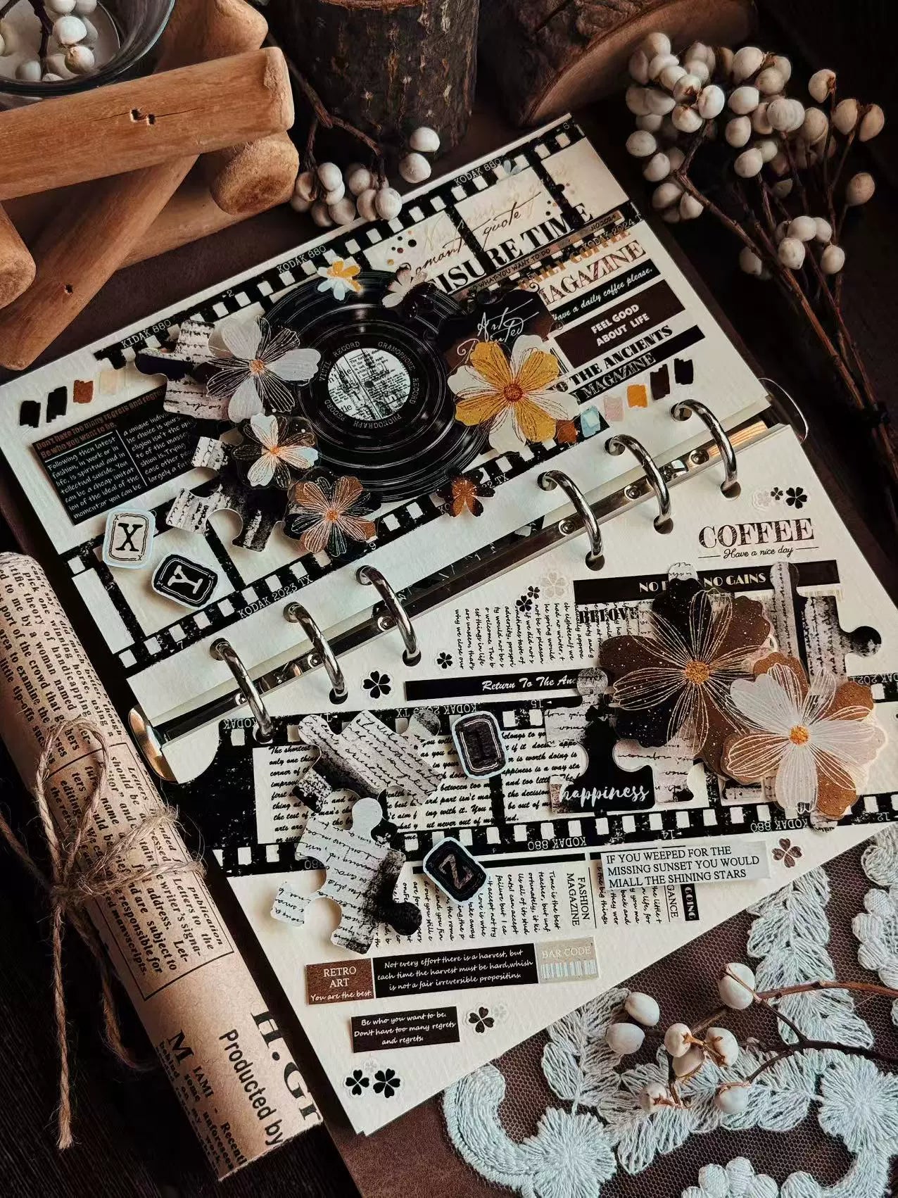 Linlanxi 【Puzzle Painting】Original  Pre-cut Washi/Pet Tape,New Fashion Retro Wider English Counted Tape