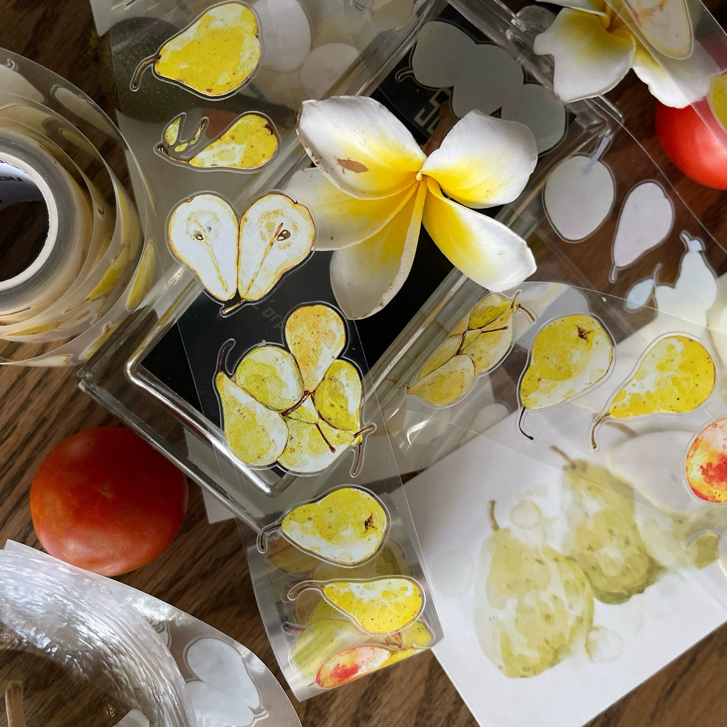 Seahorse Forest Vol7【A43#Big Pear】Original Design Pre-Cut Floral Washi/PET Tape Stickers,for Scrapbook Supplies,Journaling,Junk Journal,Bullet Journal,Planner Stickers