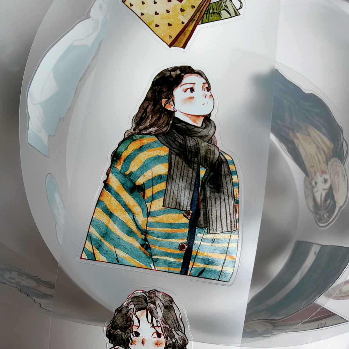 Kaixiaoxun Vol14【Small Avatar】 Pre-Cut Long Loop Washi/Matte PET Tape for Scrapbook Supplies,Junk Journal Supplies