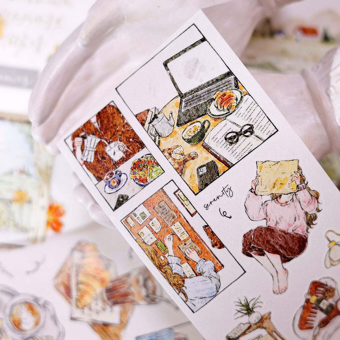 XiaoBaiJia Salt Series【Life Scroll】Pre-cut Orginal Design Washi/Pet Tape Light Retro Stickers