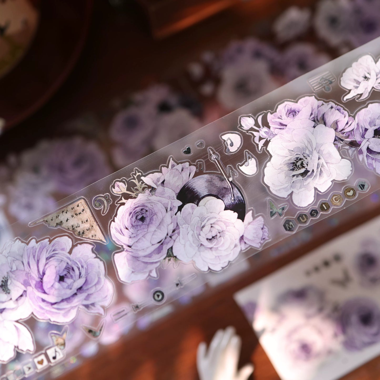YiEr Vol17【Purple Echo】Kiss-cut Floral Washi Tape and PET Stickers