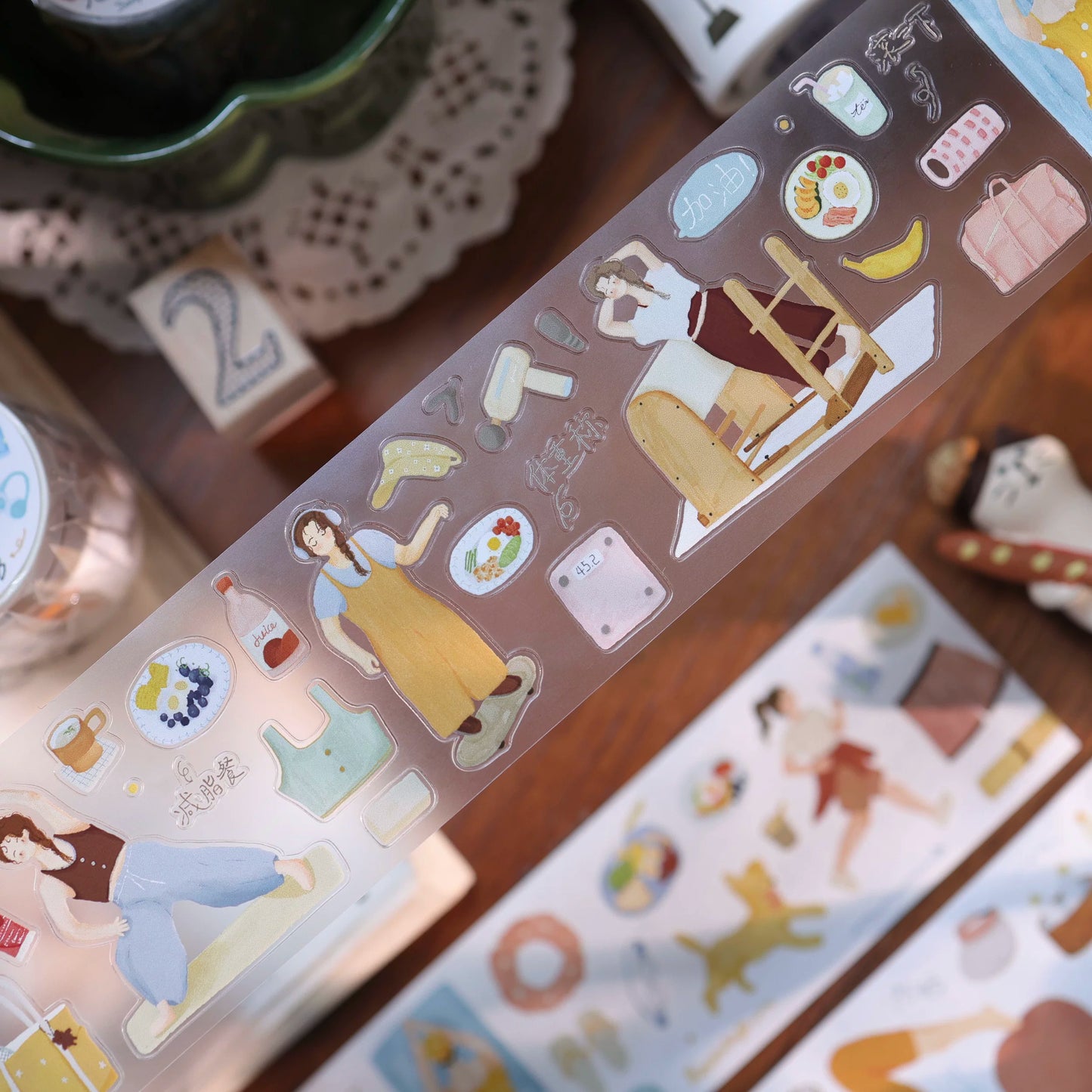 YiEr Vol8【Qi Qi Slow Movement】Salt Series Pre-cut Orginal Design Washi Tape and PET Stickers