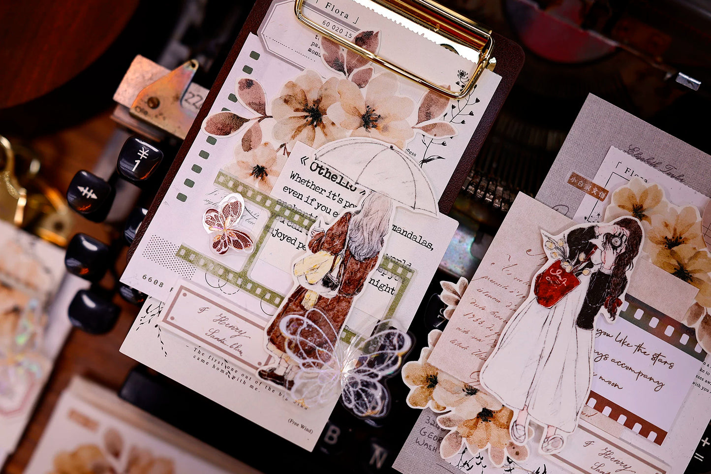 XiaoBaiJia Salt Series【Maiden Among the Flowers】Pre-cut Orginal Design Washi/Pet Tape Light Retro Stickers